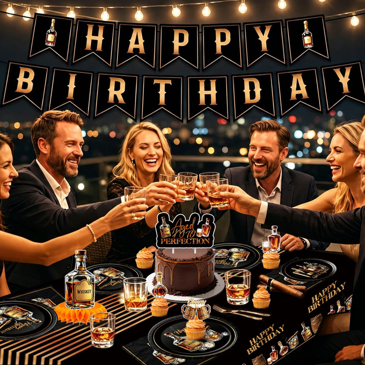 126Pcs Gentleman Vintage Birthday Paper Plates Napkins Party - ZHBZPTY Official Imagery - 3