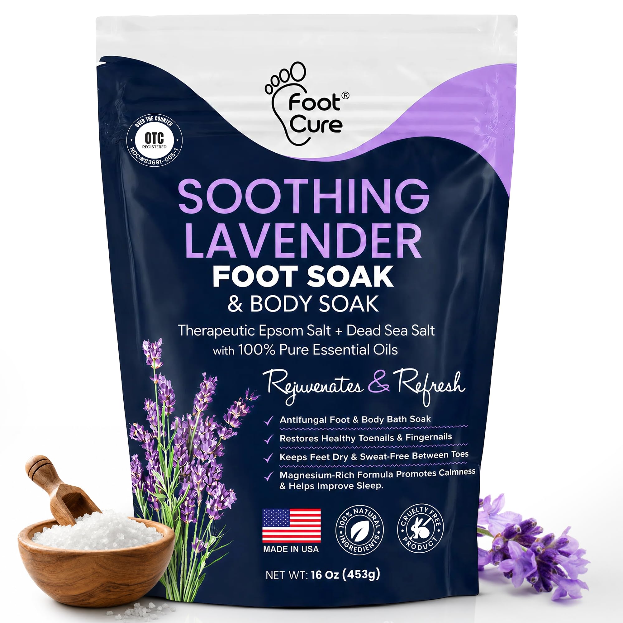 Tea Tree Oil Epsom Salt Foot Soak for Toenail Fungus Treatment, - FOOT CURE