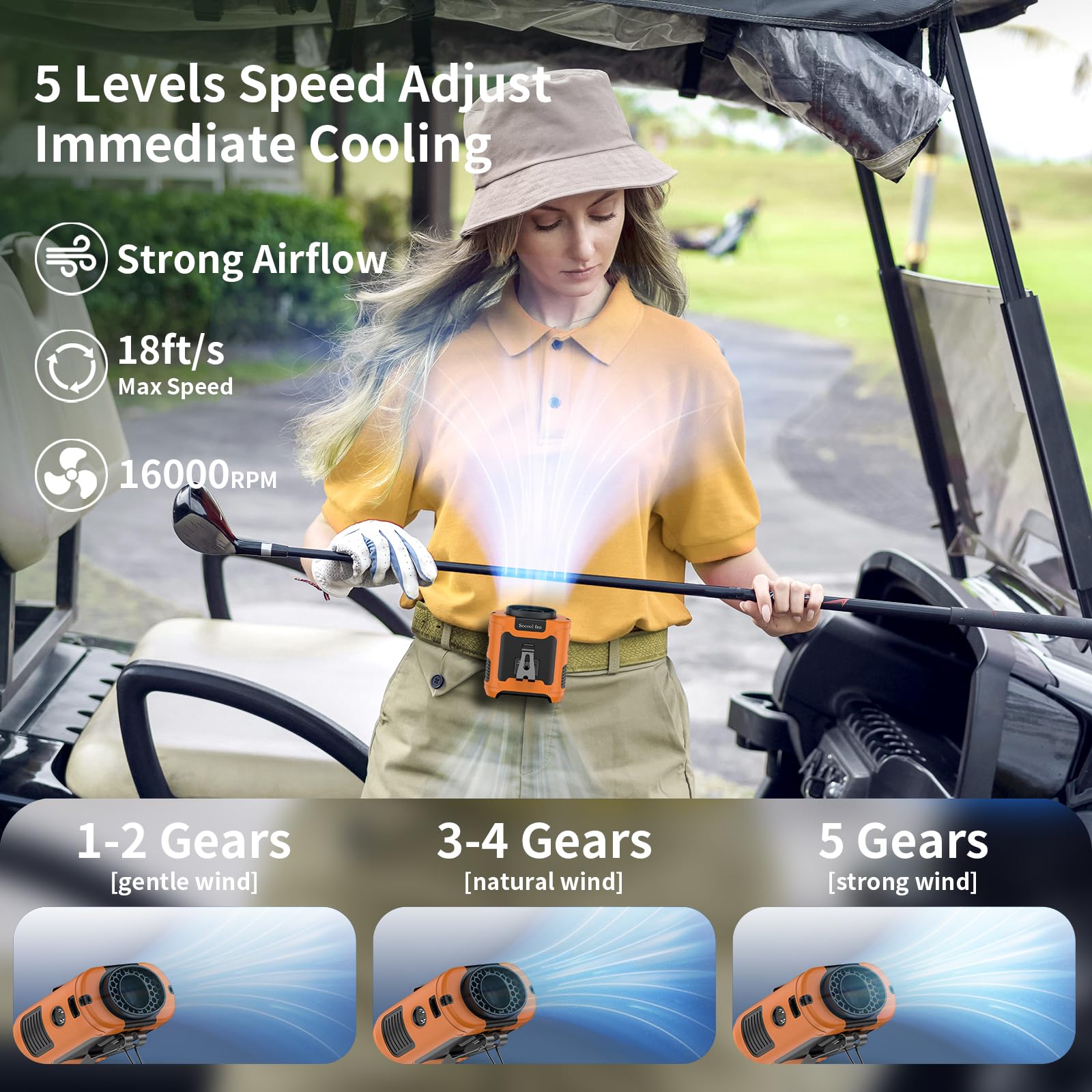 Socool fan Socool 10000mAh Portable Waist Fan Clip on Wearable Belt Personal Fan - Socool fan Official Product View 2