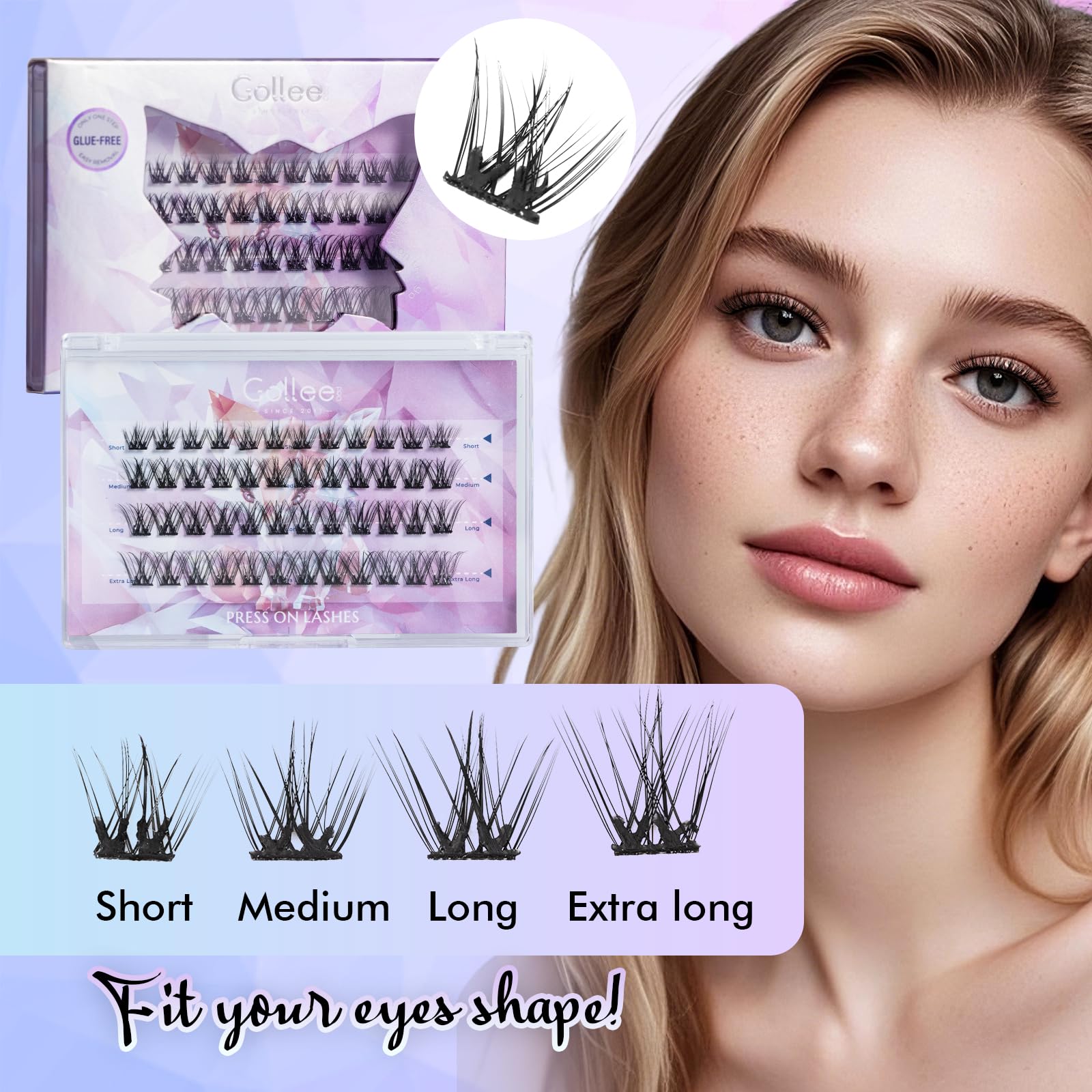 GOLLEE Self Adhesive Eyelashes 10-16mm | No Glue Needed Pre-Glued Lash - View 3