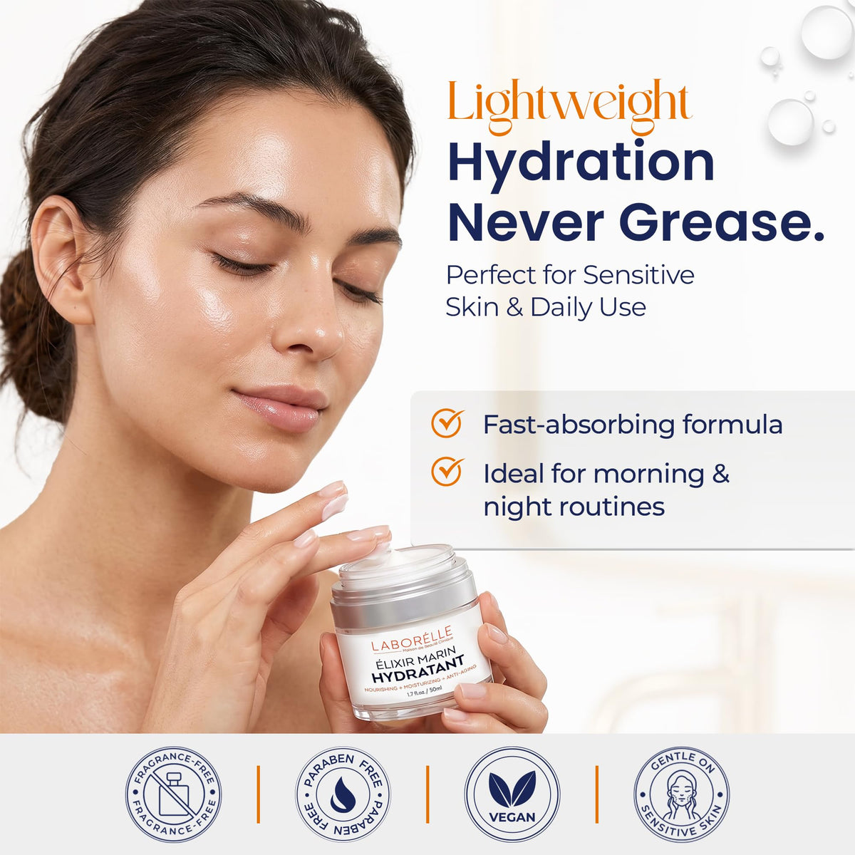 Hyaluronic Acid Face Moisturizer Deep Hydration Cream with - Laborélle Official Imagery - 6