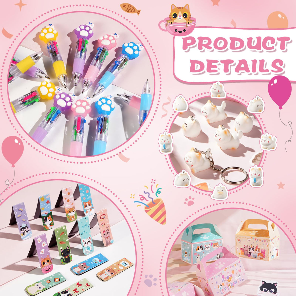 110 Pcs Cat Party Favors Goodie Bag Stuffers for Kids - Vanblue Official Imagery - 5