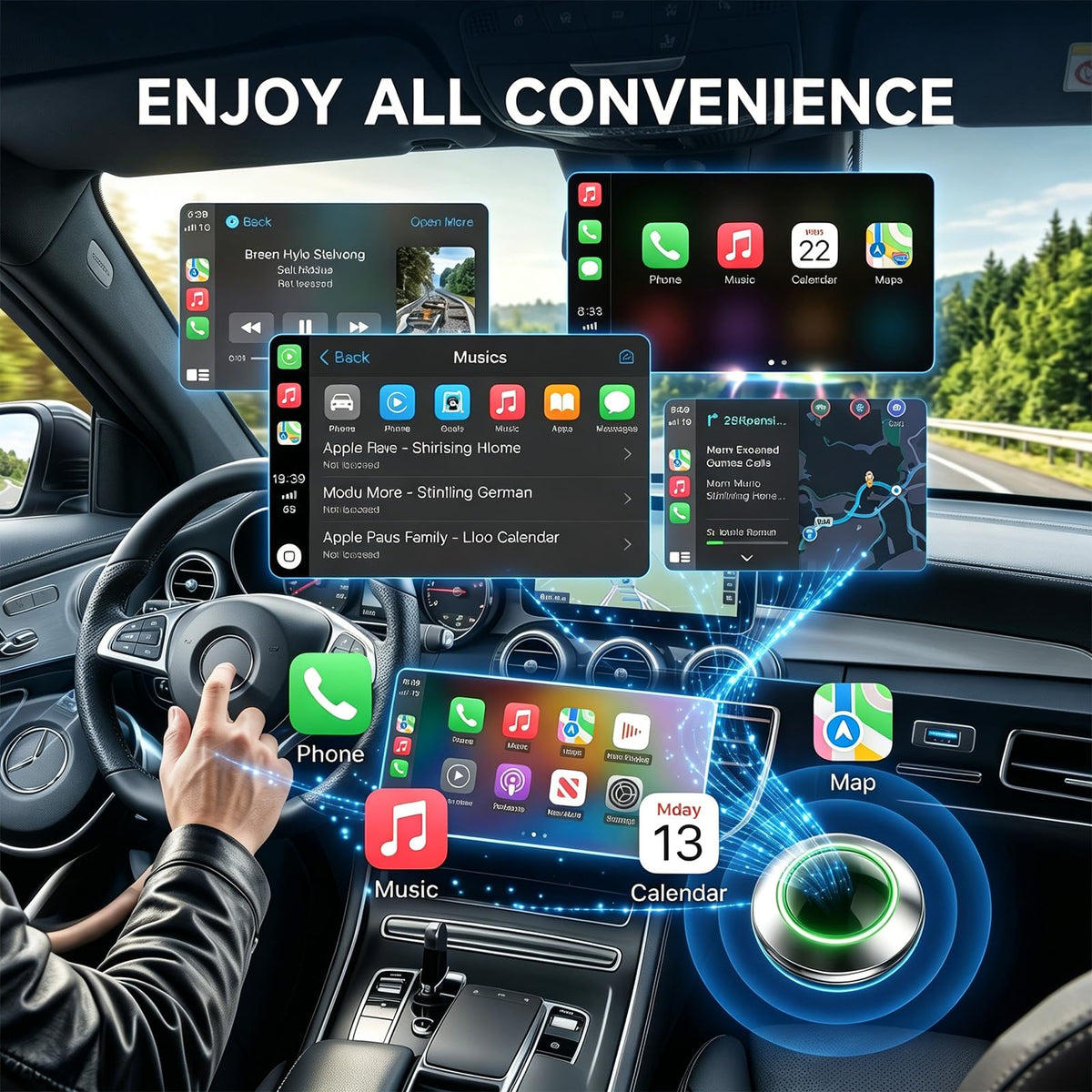 UFO Shaped Wireless CarPlay Adapter Plug and Play converts - Yizro Official Imagery - 5