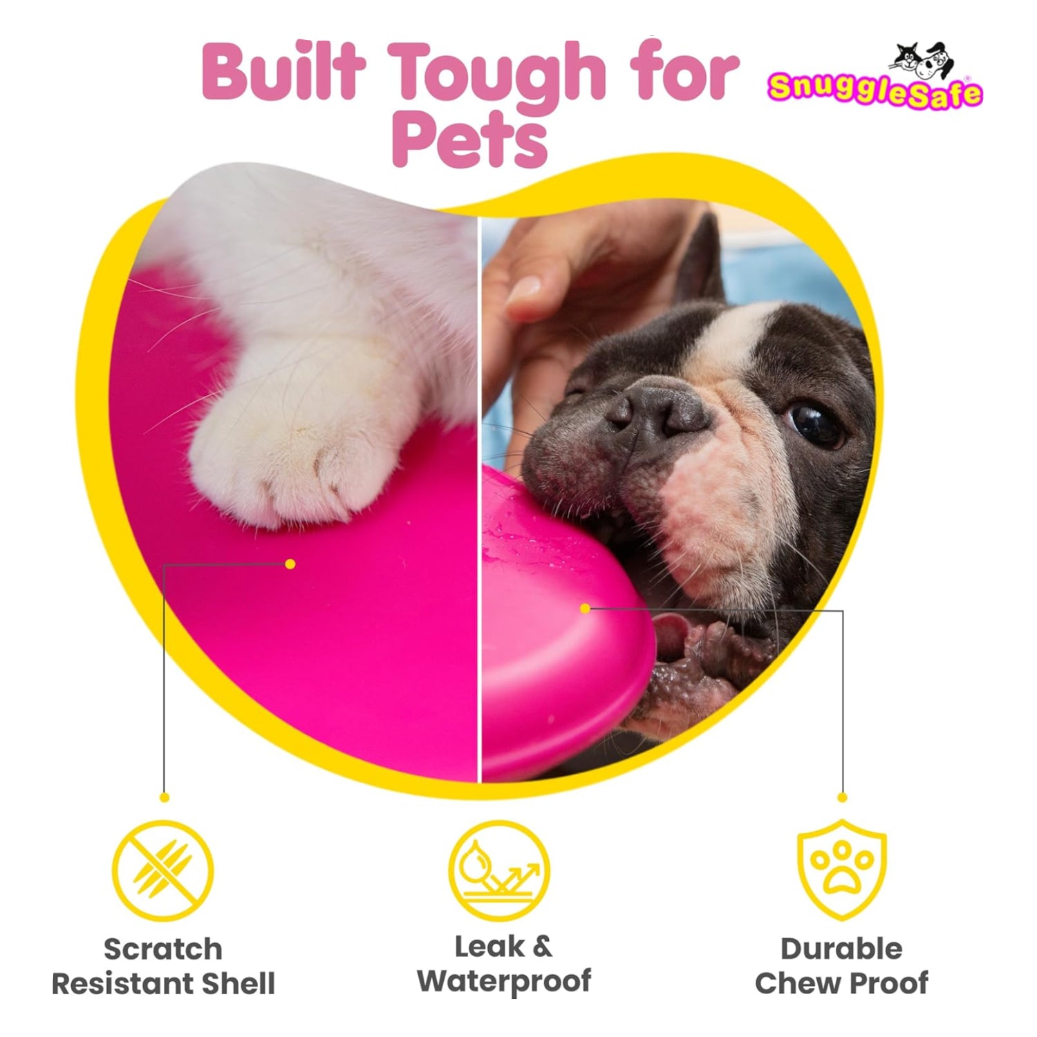 SnuggleSafe Original microwave heat pad for pets, chew-proof, soft fabric cover, designed to keep pets warm and comfortable.