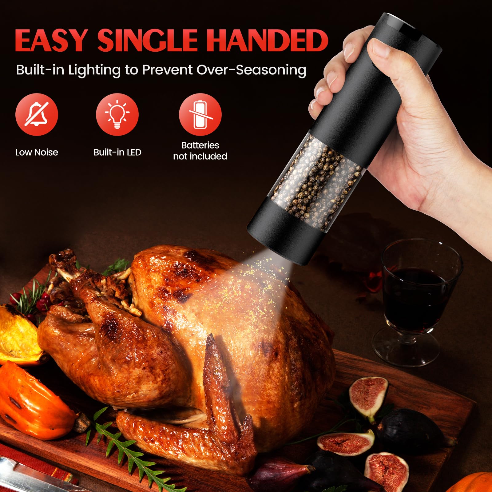 ioion Electric Salt and Pepper Grinder Set Automatic Battery Pepp by ioion - Angle View 5