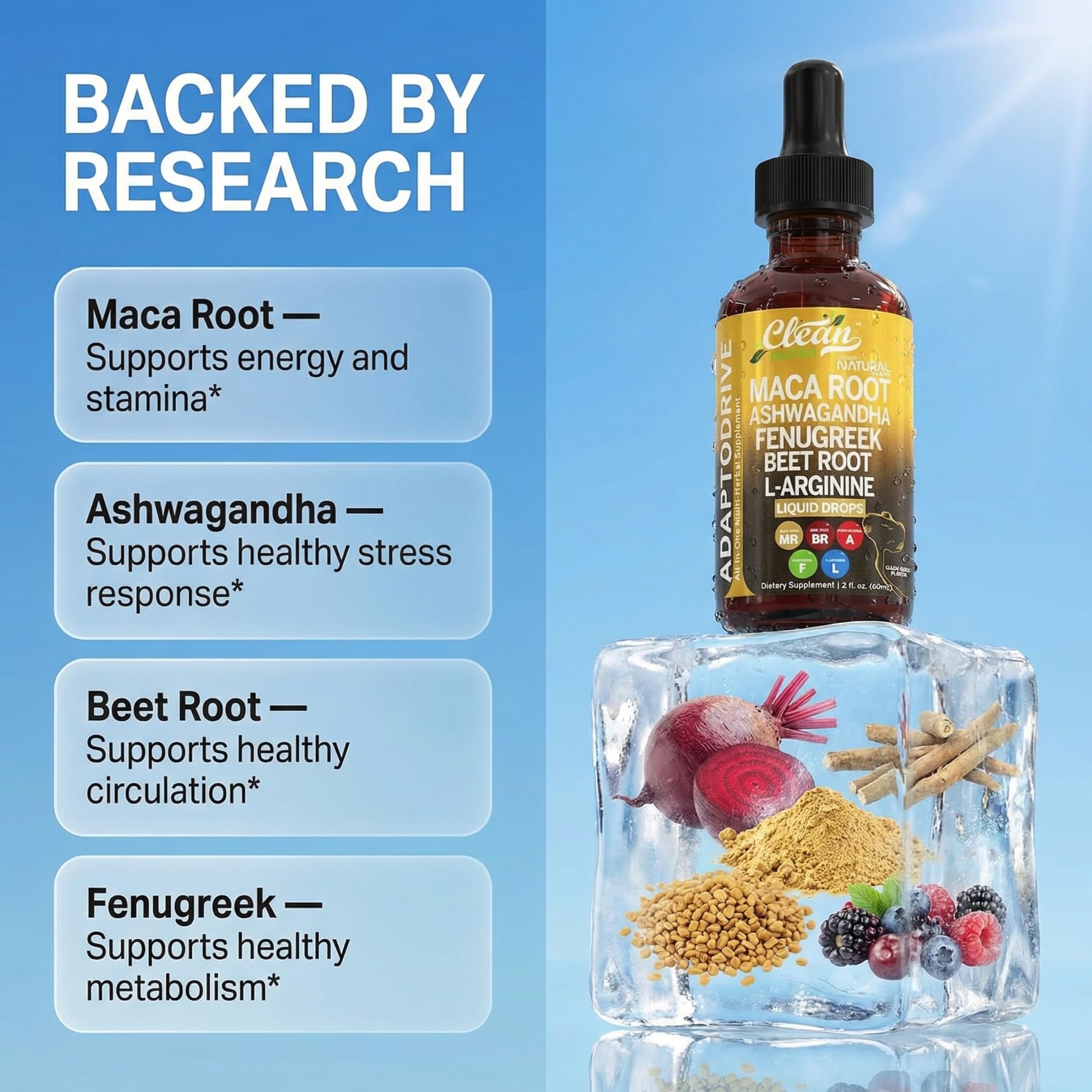 Organic Maca Root Liquid Drops – Ashwagandha & Beet Root