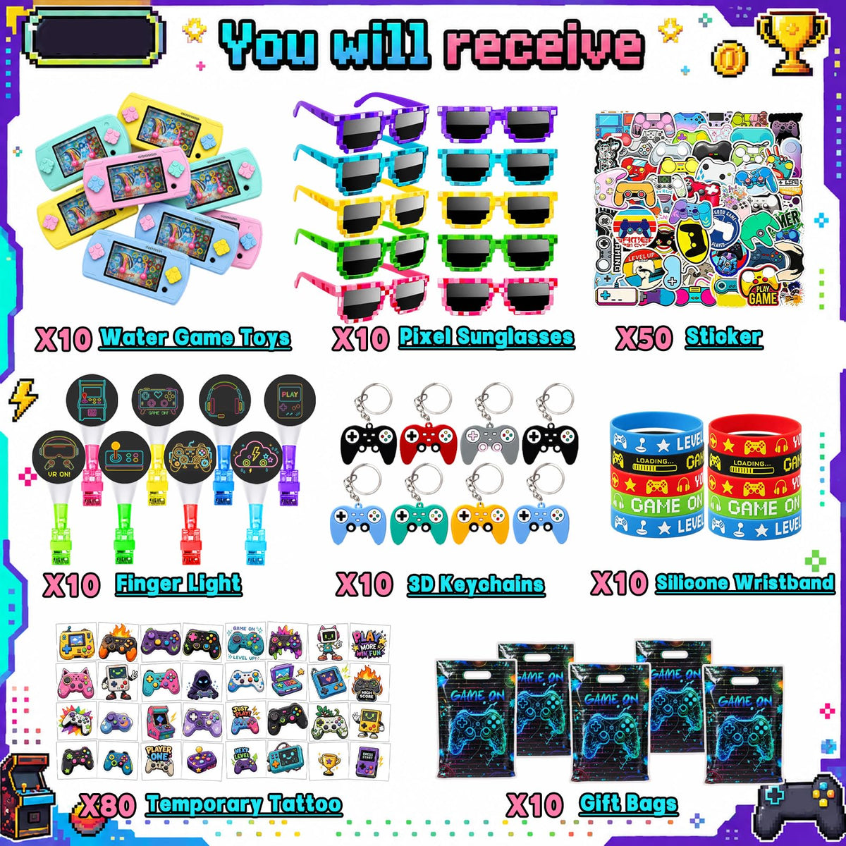 190 Pcs Video Game Party Favors Gamer Birthday Goodie Bag - FSNBHGM Official Imagery - 3