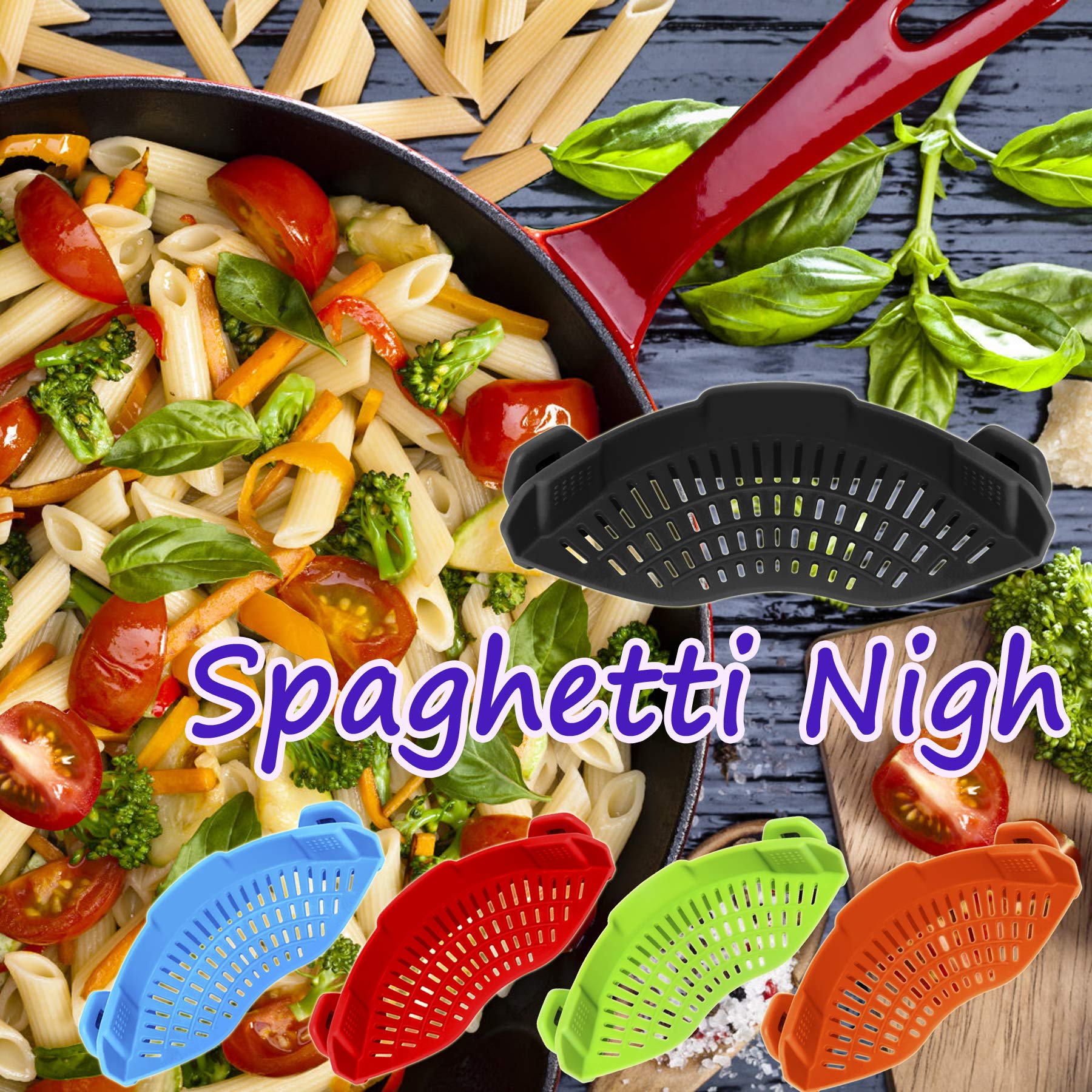 AUOON Clip On Strainer Silicone for All Pots, Standard 8.86 x 3.5 - AUOON Official Product View 6