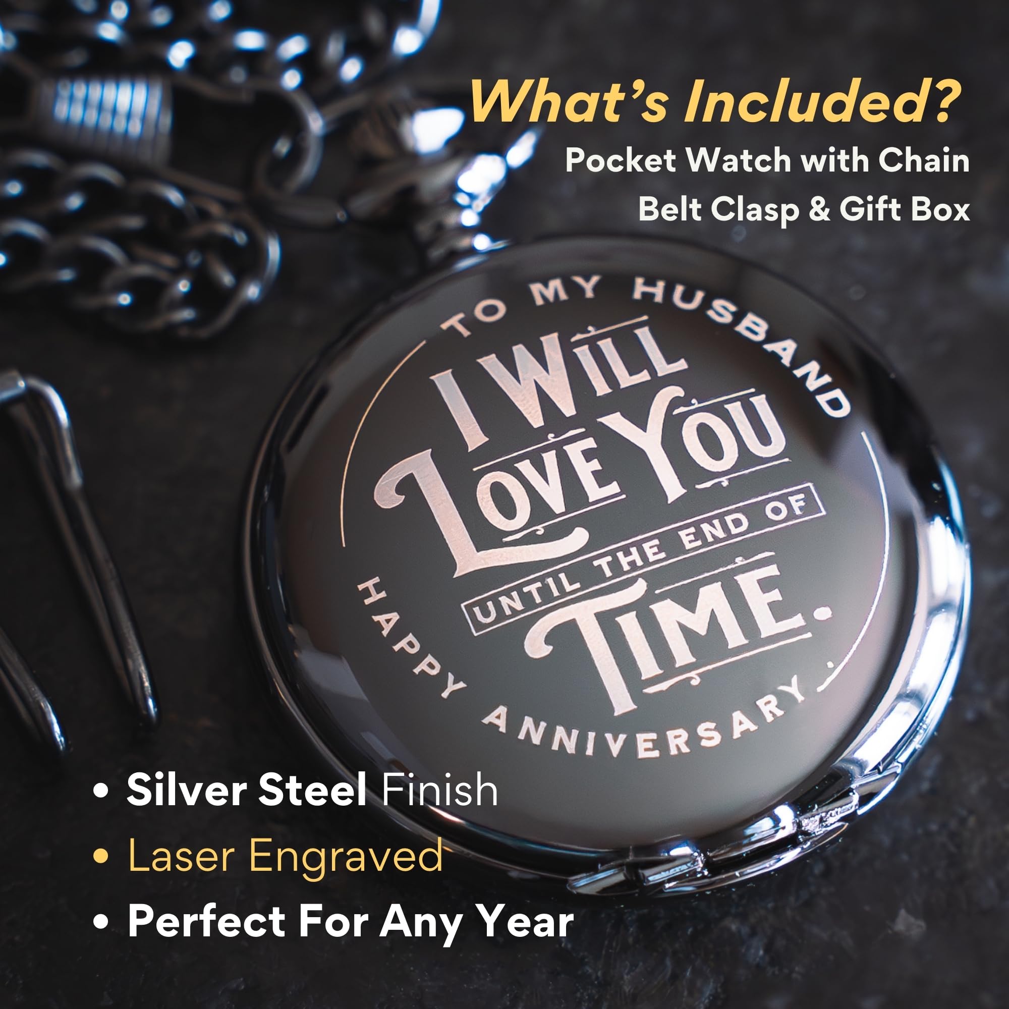 Red Dot Laser Engraving Anniversary Pocket Watch for Husband - Engrave - View 3