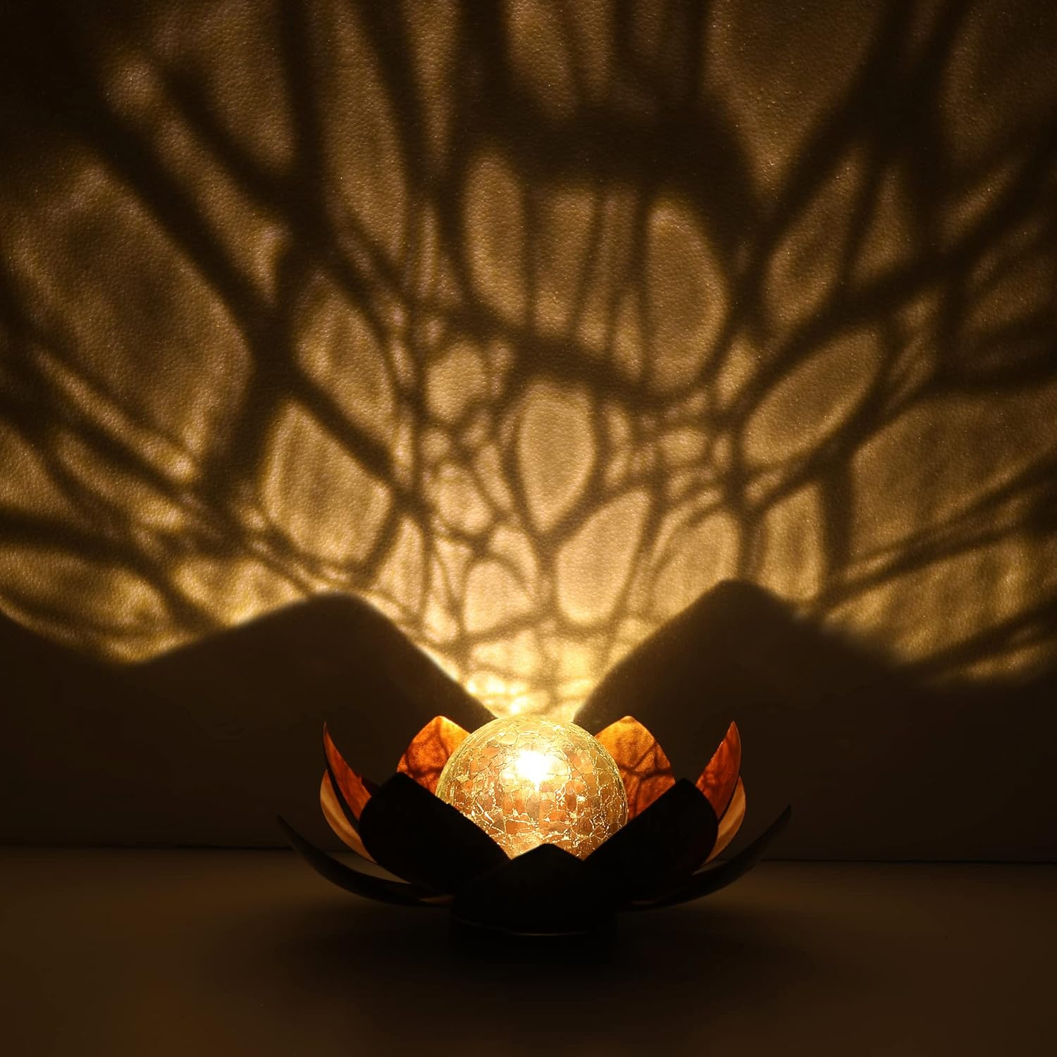 QZHP outdoor solar lights with crackle glass globes, waterproof garden decor illuminating outdoor pathways and spaces.