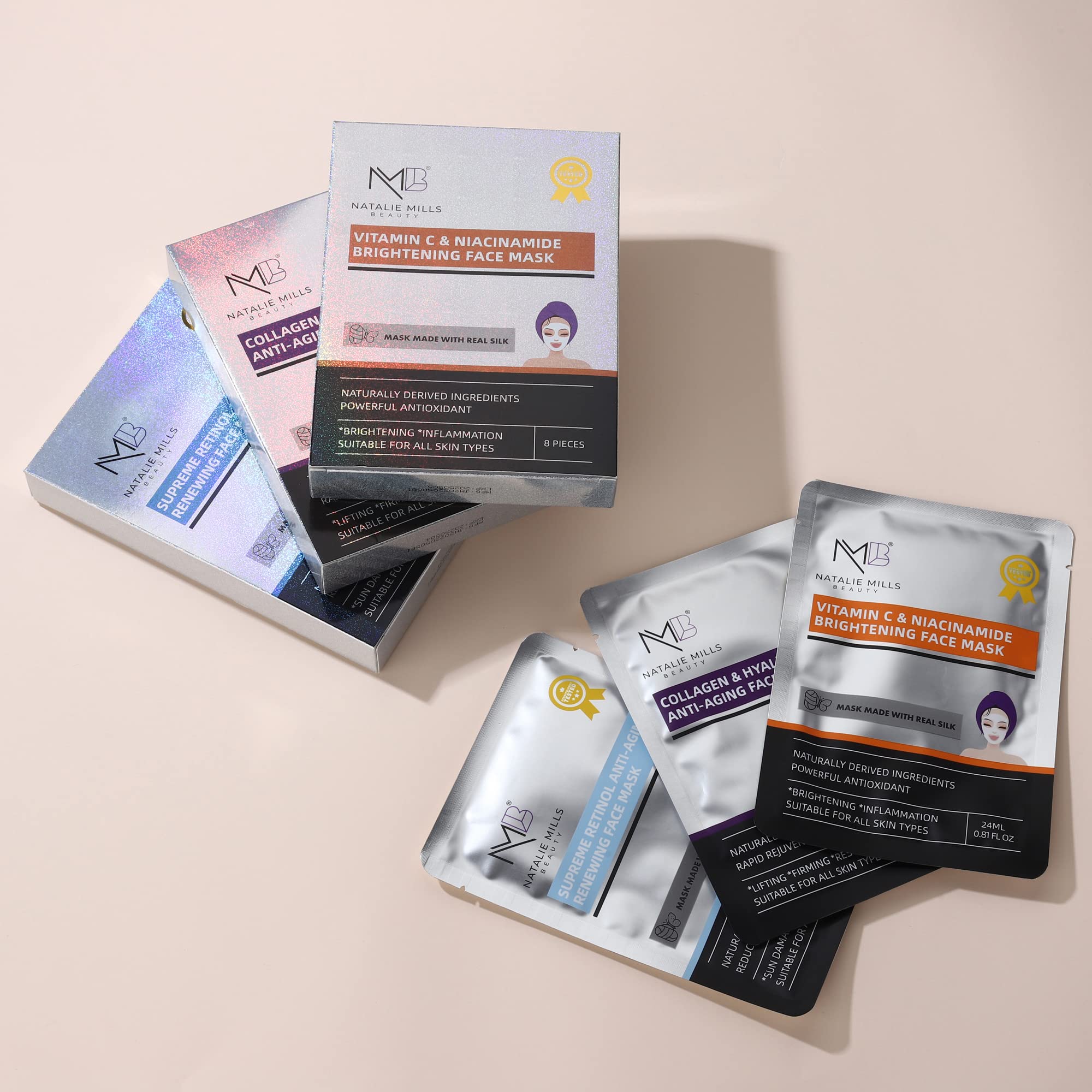 Natalie Mills Collagen & Hyaluronic Acid Anti - Aging SILK Face Mask - Natalie Mills Official Product View 5