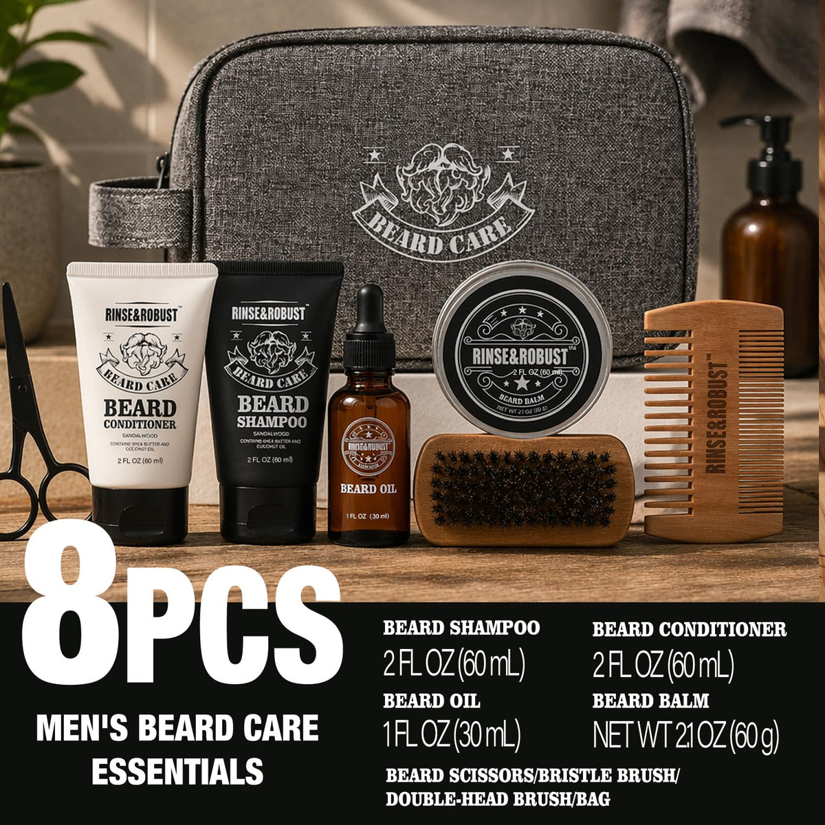 Rinse Robust Beard Kit for Men Christmas Gifts for Him Beard - Rinse & Robust Official Imagery - 5