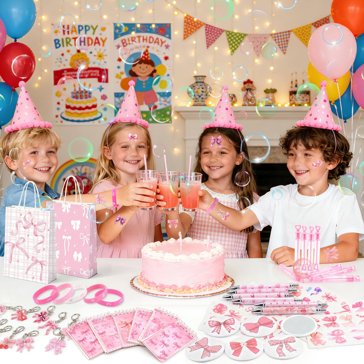 Pink Bow Party Favors for Girls 80pcs Coquette Bow Goodie - Perpetily Official Imagery - 3