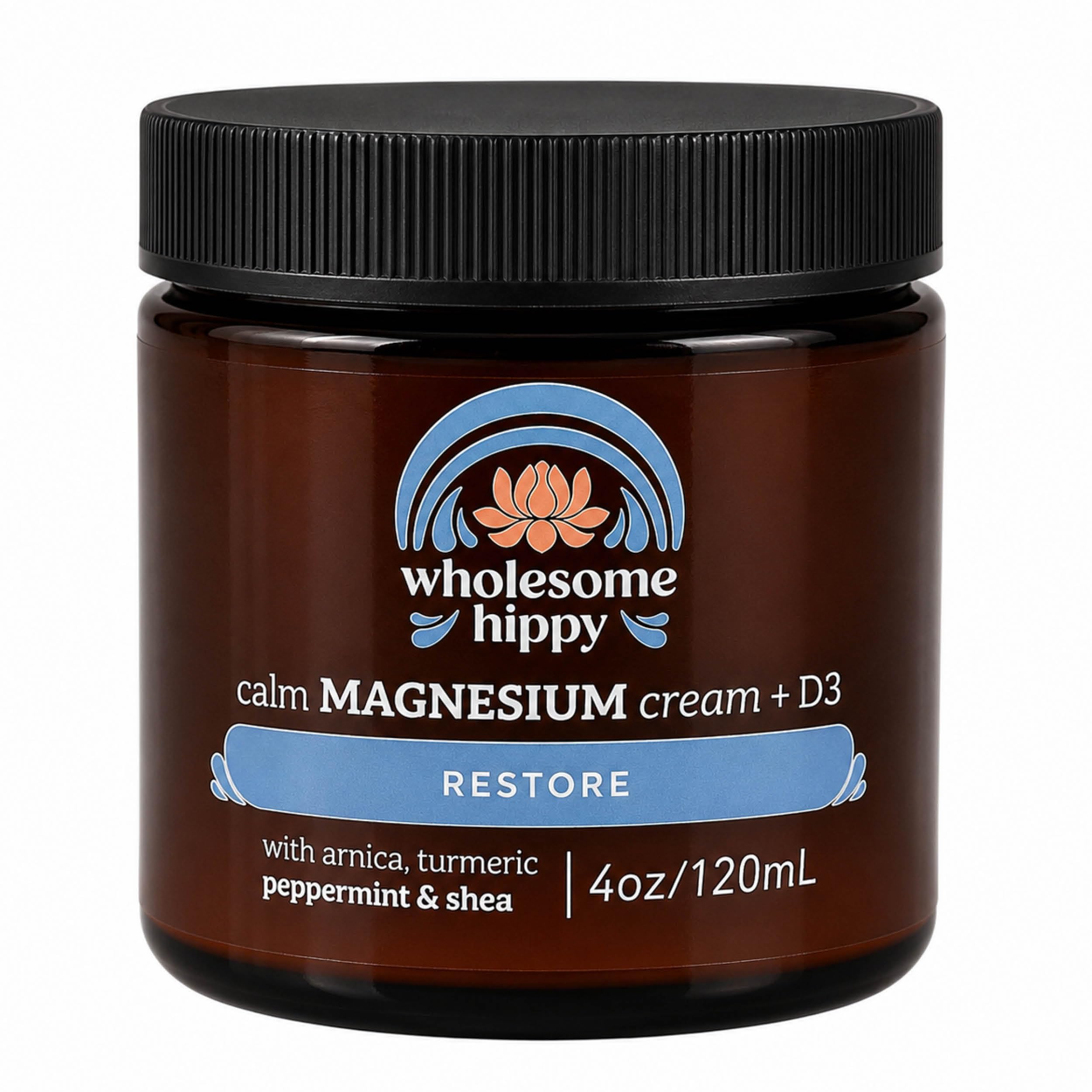 WHOLESOME HIPPY Restore, All-Natural Cooling Magnesium Calm Cream, 4 oz
