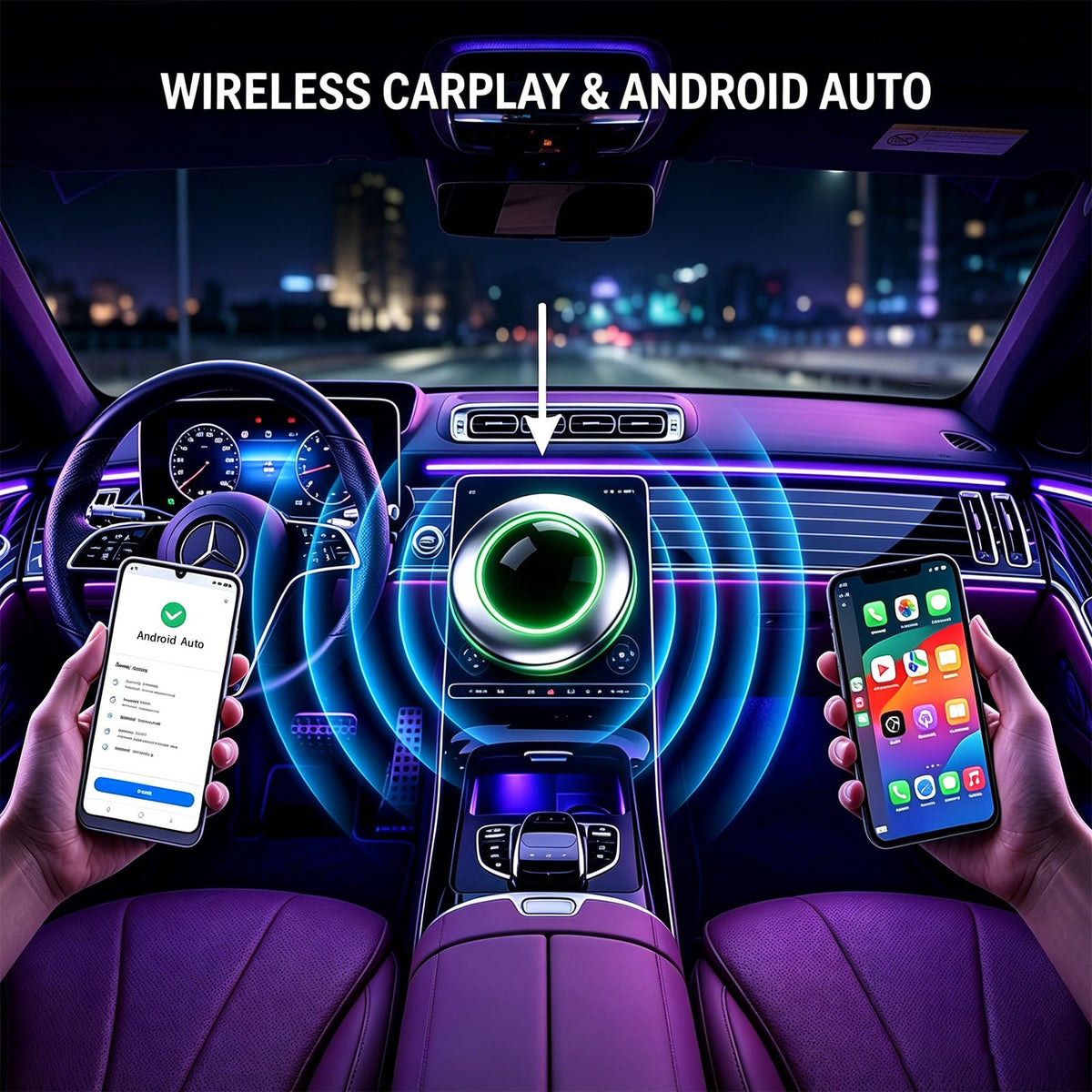 UFO Shaped Wireless CarPlay Adapter Plug and Play converts - Yizro Official Imagery - 4