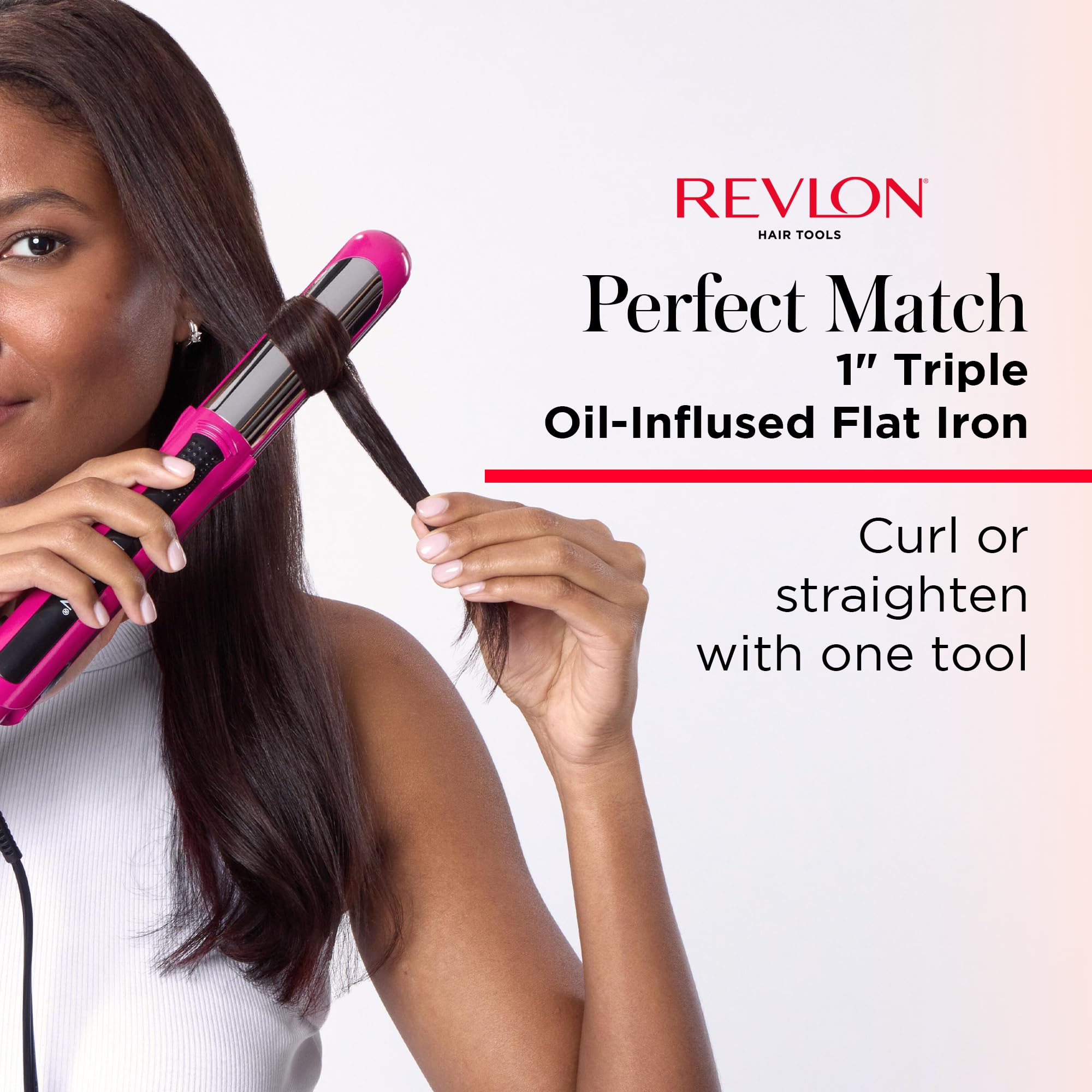 REVLON Perfect Match Flat Iron, 1" Ceramic Plates
