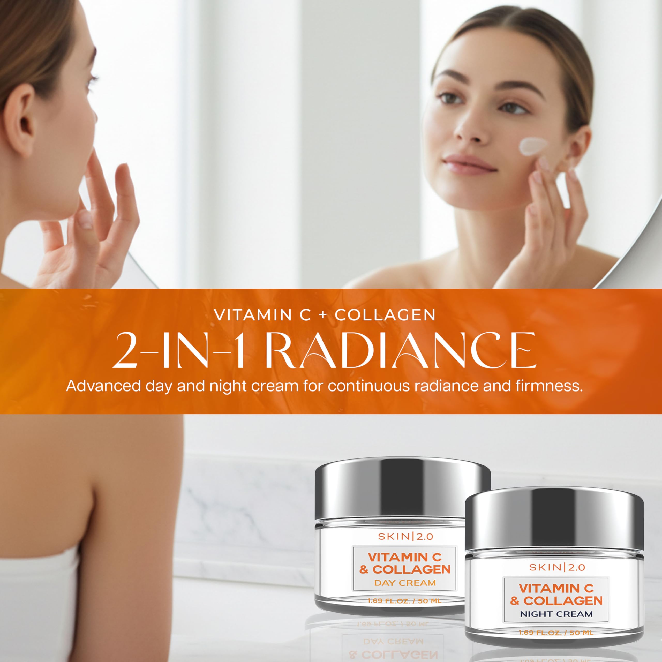 Skin 2.0 Vitamin C &amp; Collagen Face Moisturizer – Anti Aging - Skin 2.0