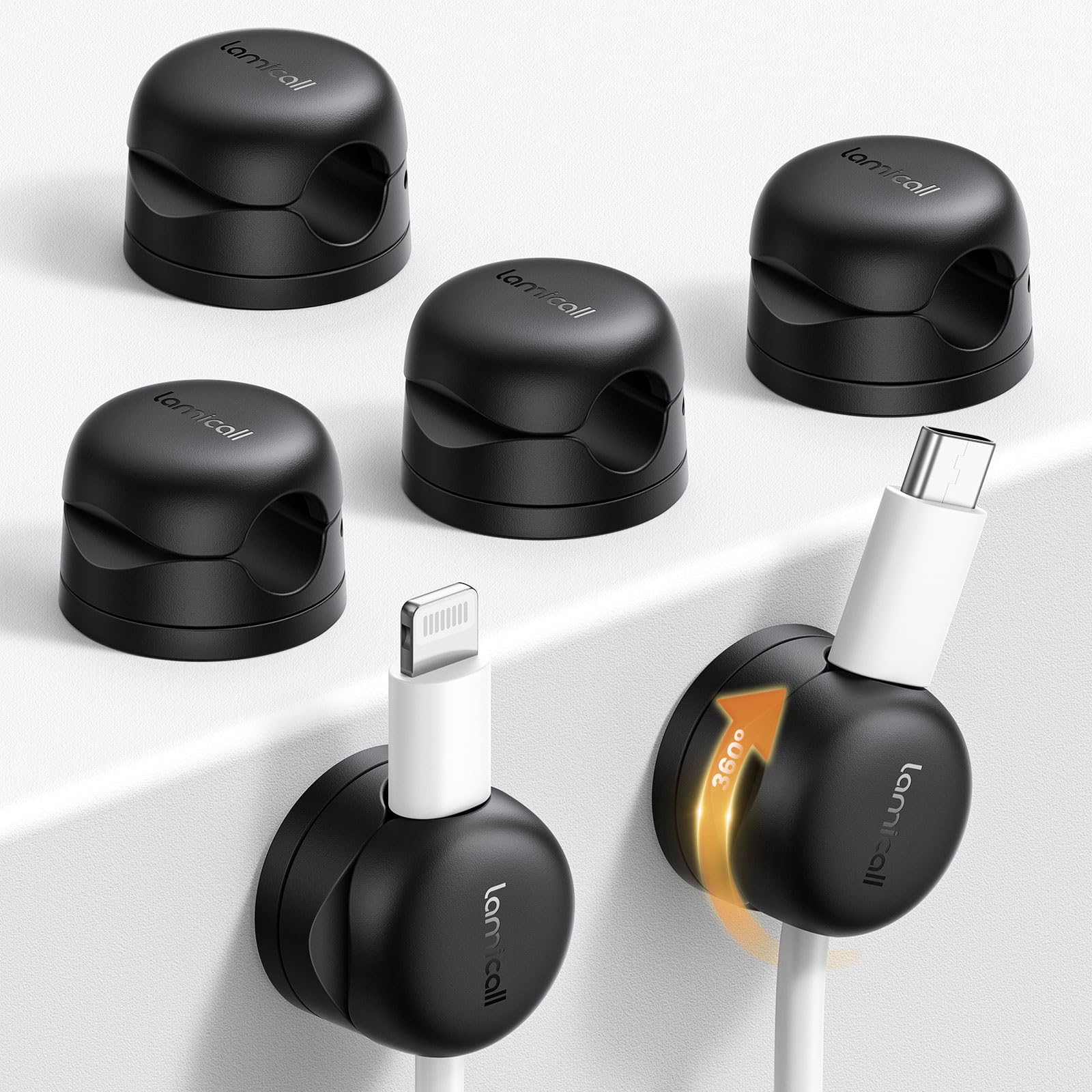 Lamicall 6 Pack Rotatable Cord Organizer, 1s Lock Spring Cable Holder Clips - Lamicall Official Product View 1