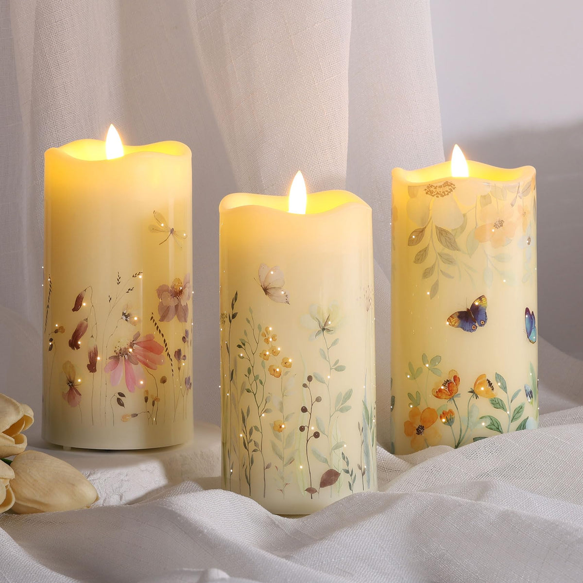 Butterfly Fiber Optic Flameless Pillar Candles with Remote 3 - Eywamage Official Imagery - 7
