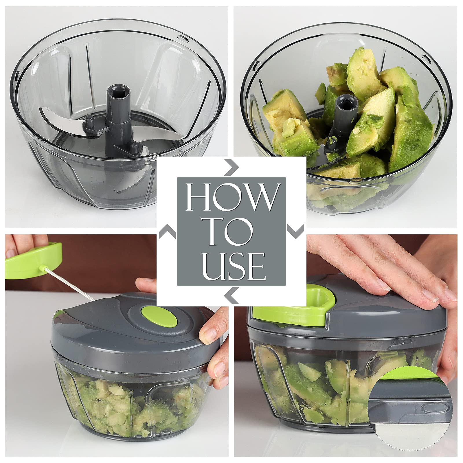 Ourokhome Manual Food Processor Vegetable Chopper, Portable Hand - Ourokhome Official Product View 6