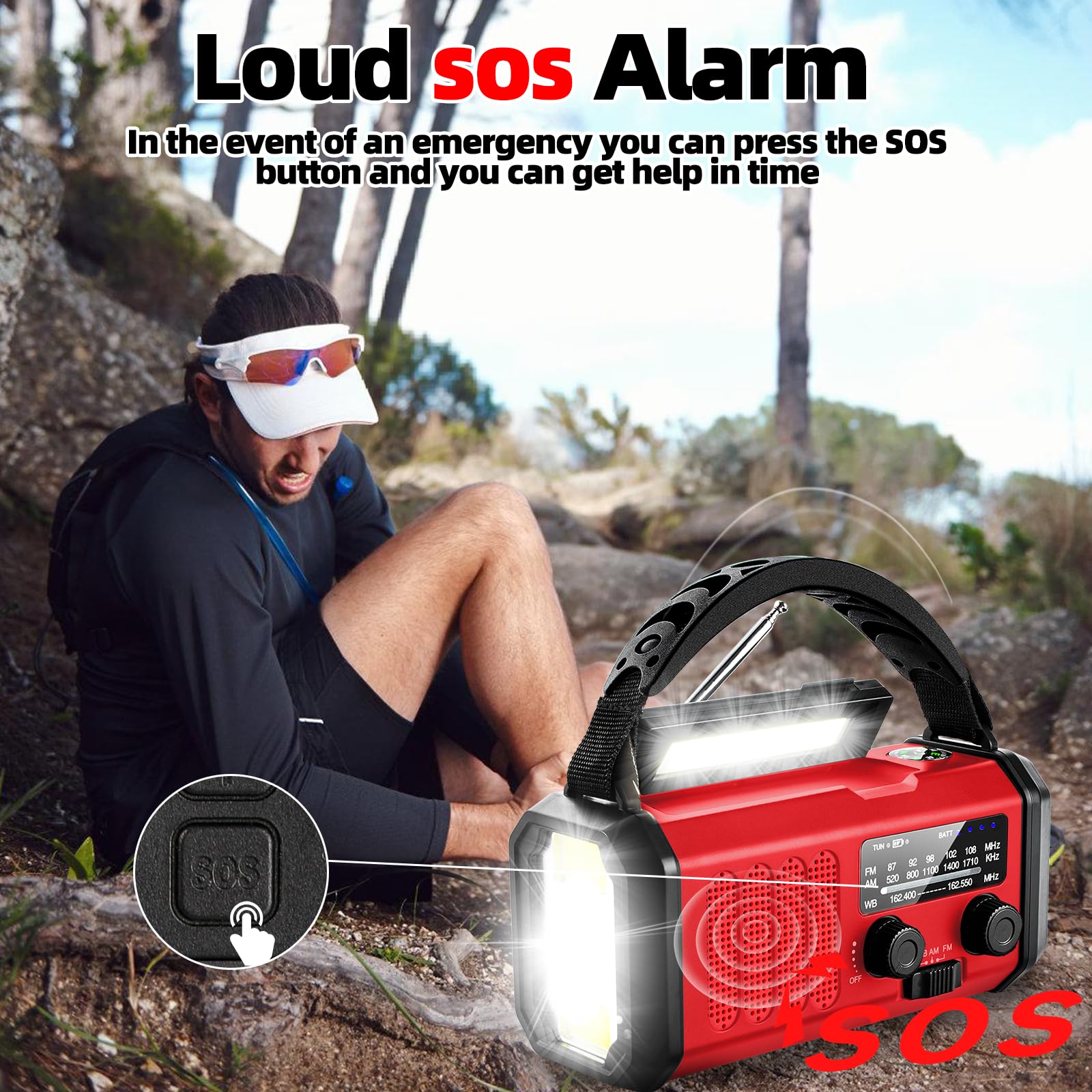 QAUYYW Hand Crank Emergency Radio, 10000mAh NOAA Weather Radio So - QAUYYW Official Product View 6