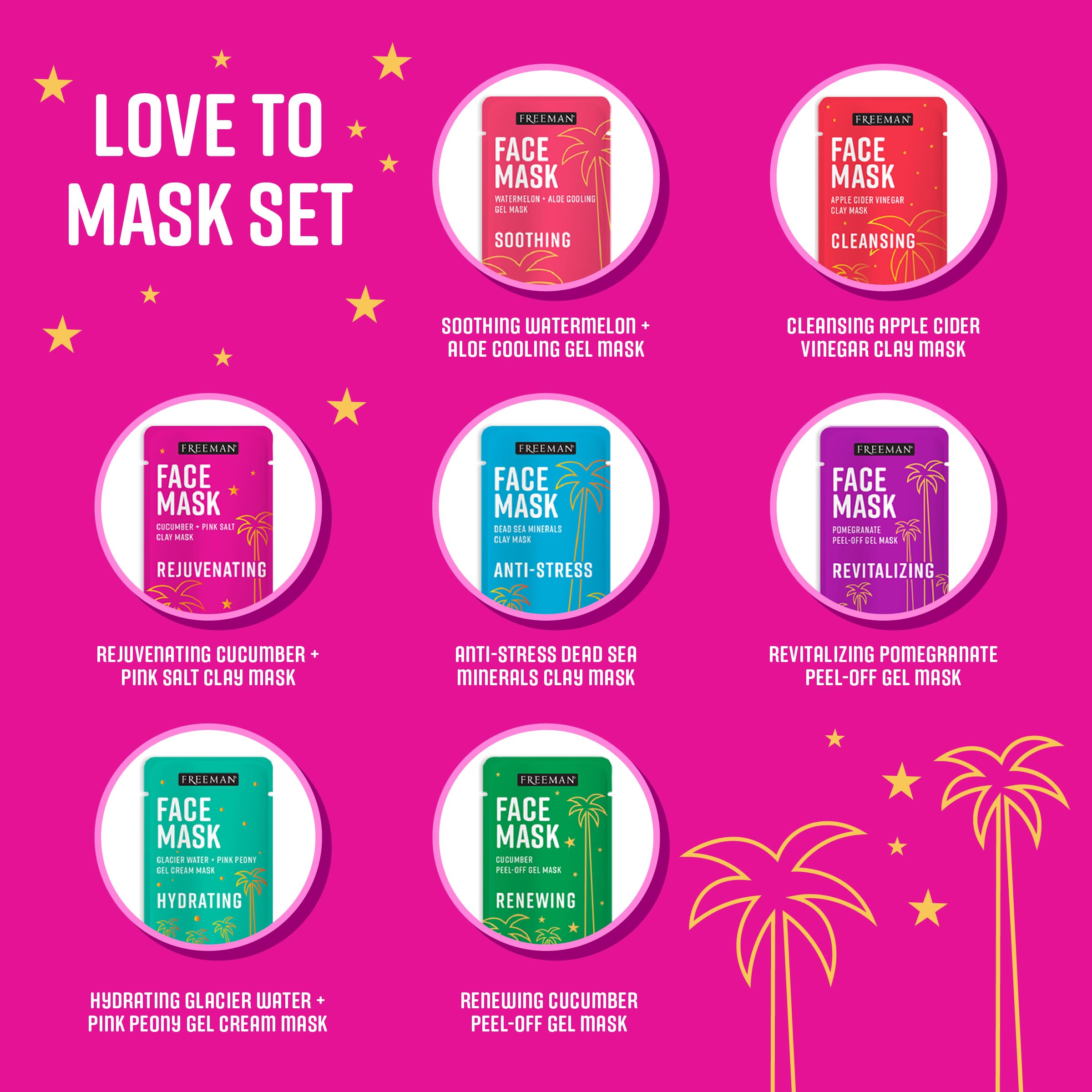 Freeman 14 Piece Love To Mask Variety Pack, Face Masks - Freeman
