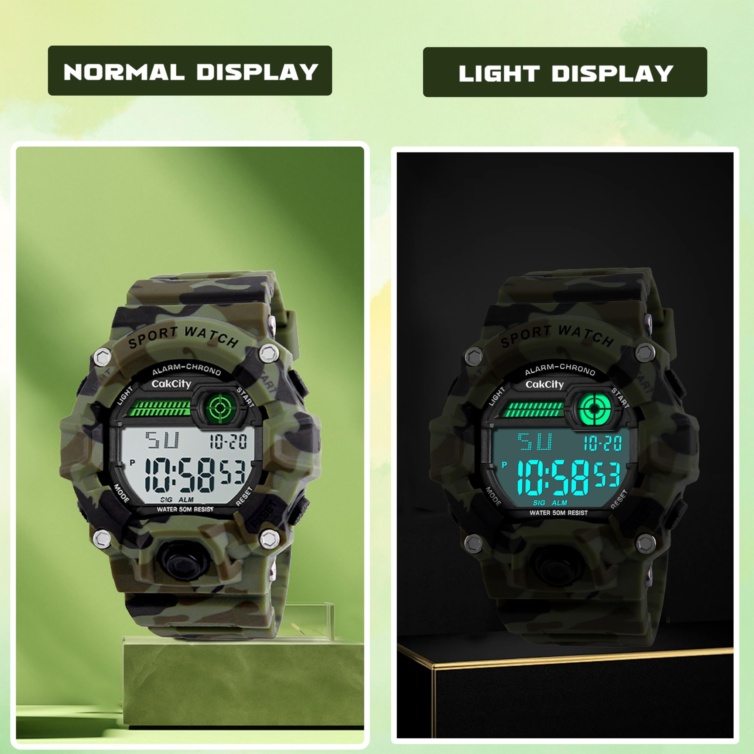 CakCity Boys Camouflage LED Sport Watch,Digital Military Wrist Kids Wa - View 5