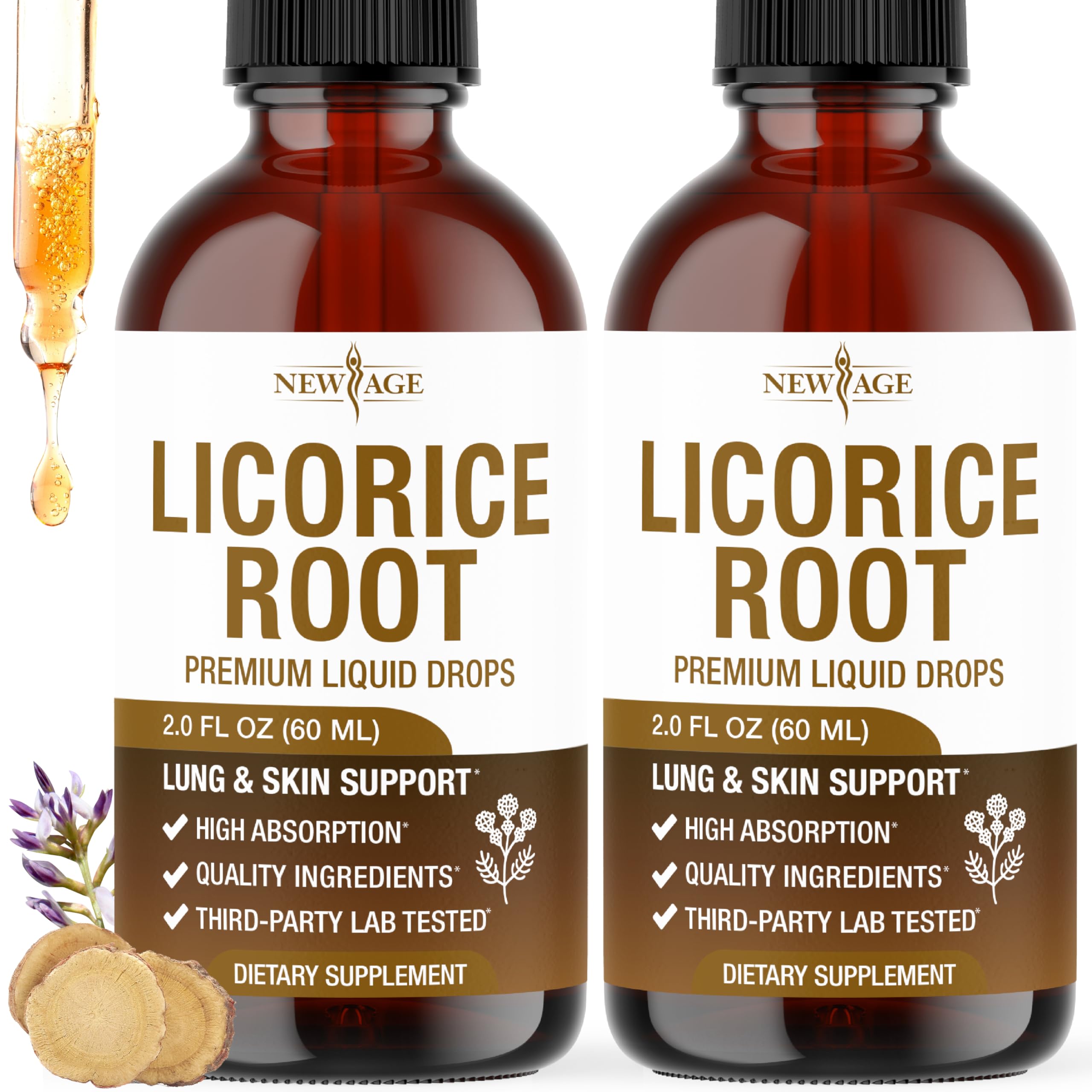 NEW AGE Licorice Root Tincture - Digestive, Lung & Skin Support - Product Imagery