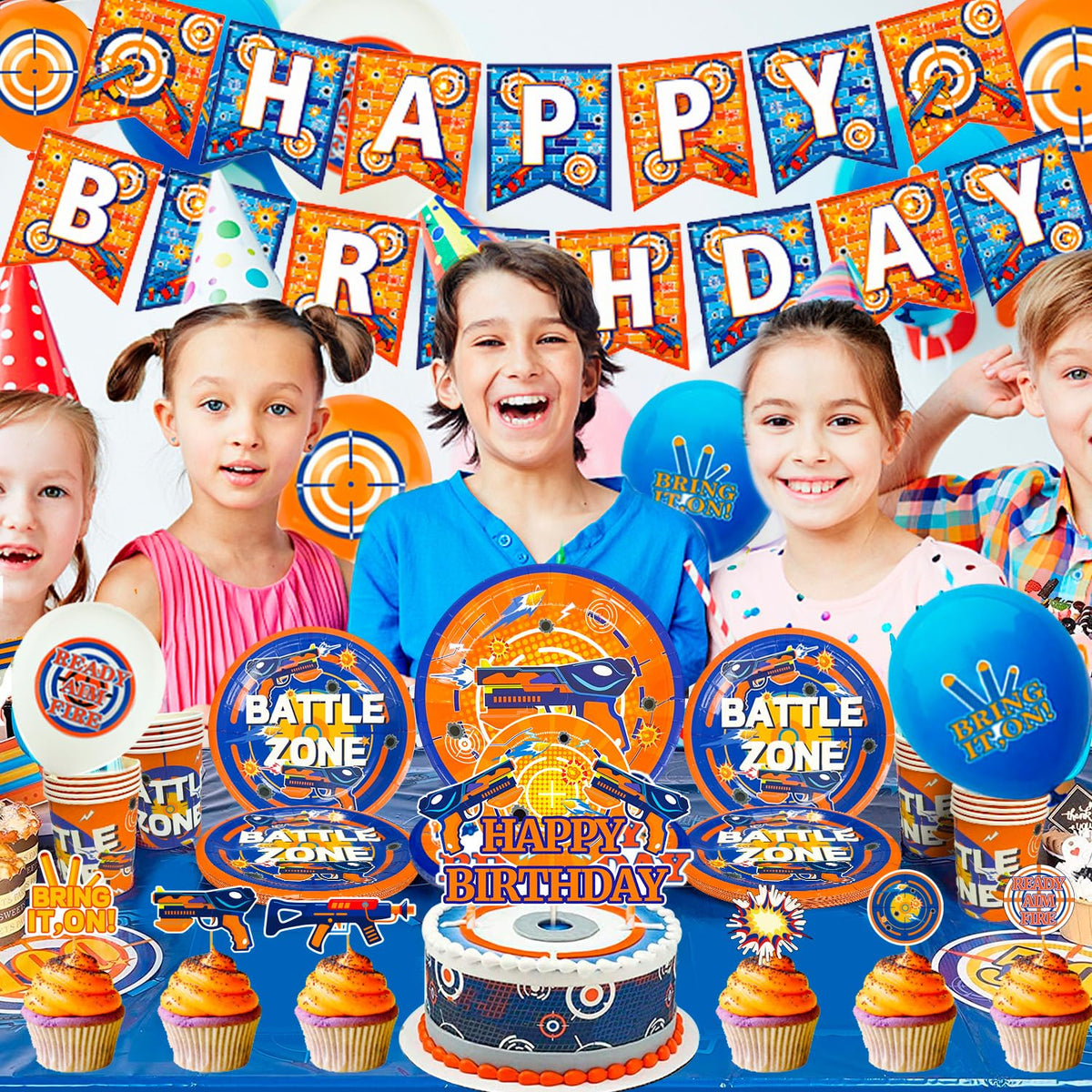 161 Pcs Dart War Birthday Decorations Dart War Party Plates - Fruitful Jewelry Official Imagery - 6