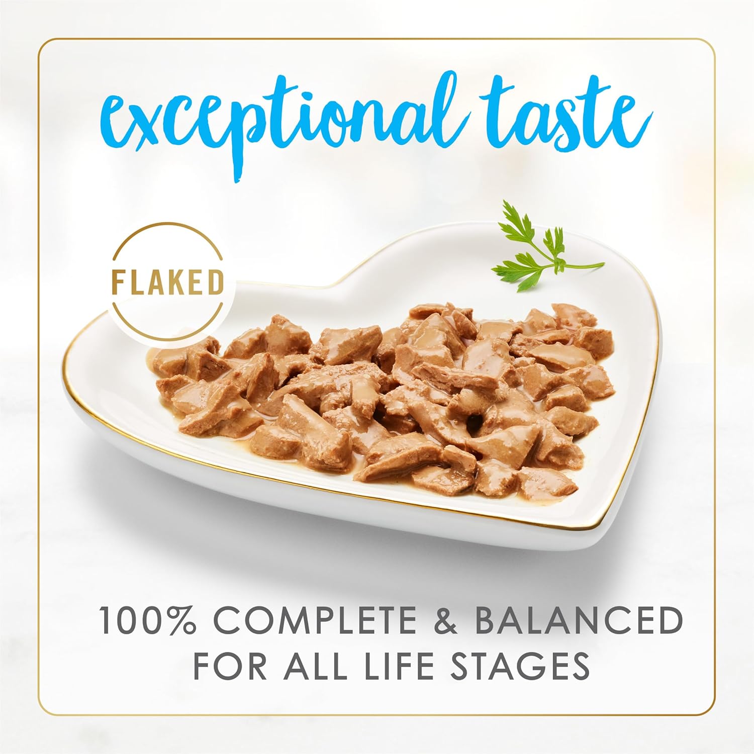 Cans of Purina Fancy Feast Wet Cat Food Flaked Tuna Feast, 3 oz, pack of 24, with colorful labels and open can showing tuna flakes