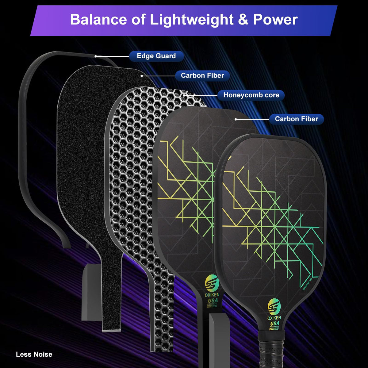 Pickleball Paddles Set of 4 USAPA Approved Pickleball Set - SS OXIKEN Official Imagery - 4