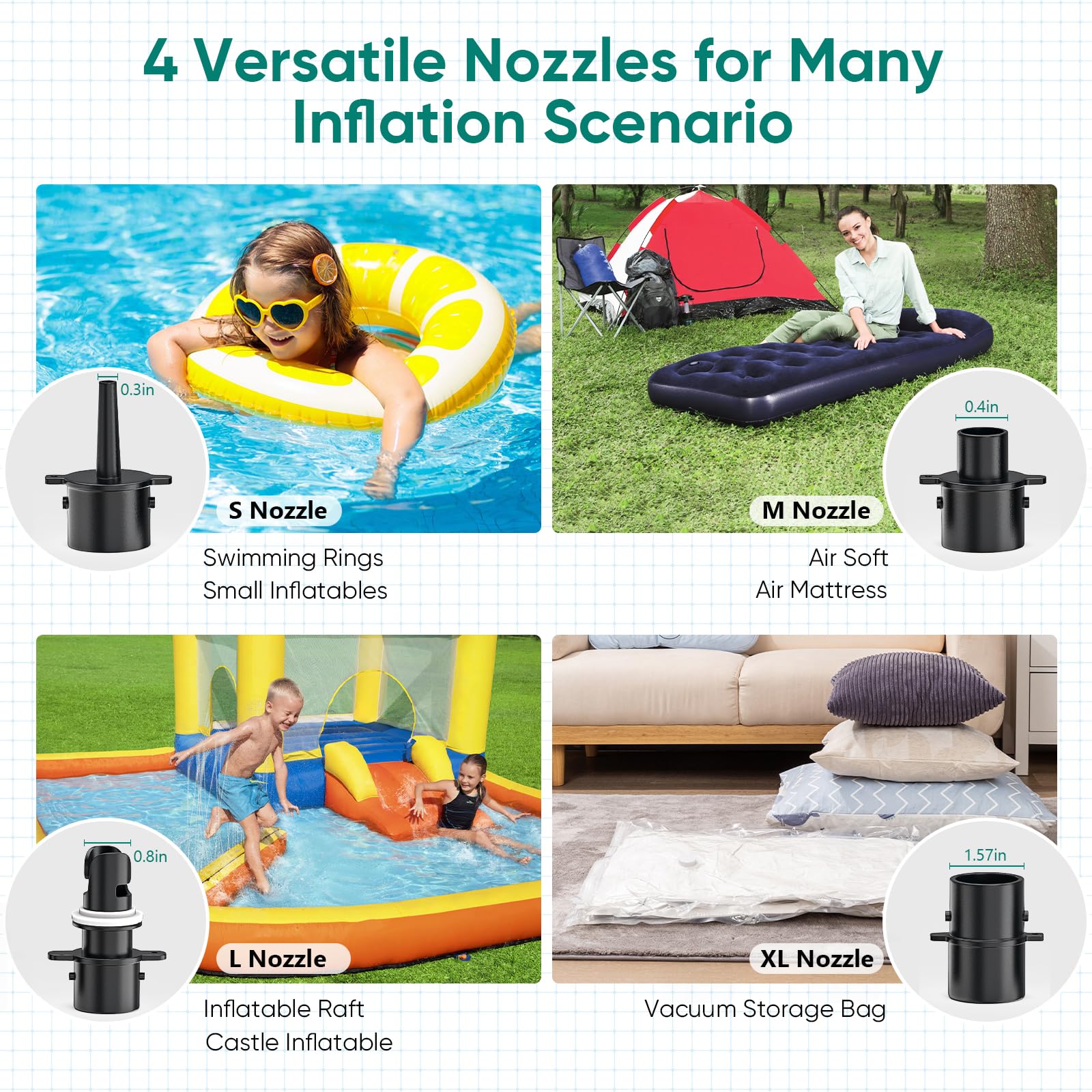 MAACLOUD Electric Air Pump for Inflatable Pool Toys: High Power Quick- - View 4