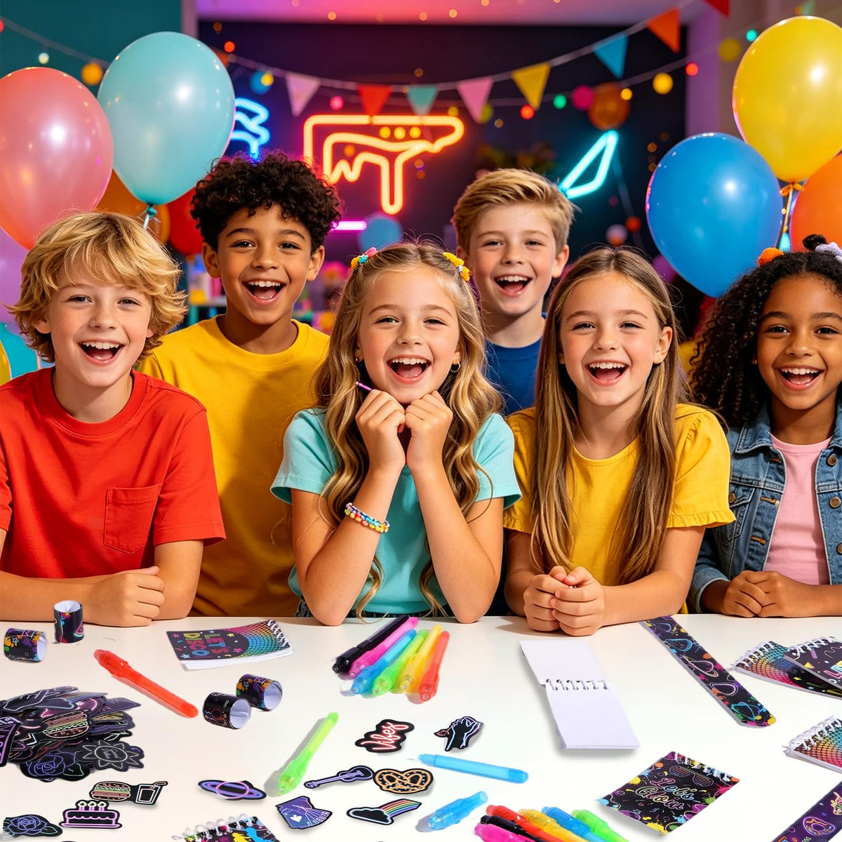 122 Pcs Neon Party Favors Birthday Decorations for Kids - Vanblue Official Imagery - 7