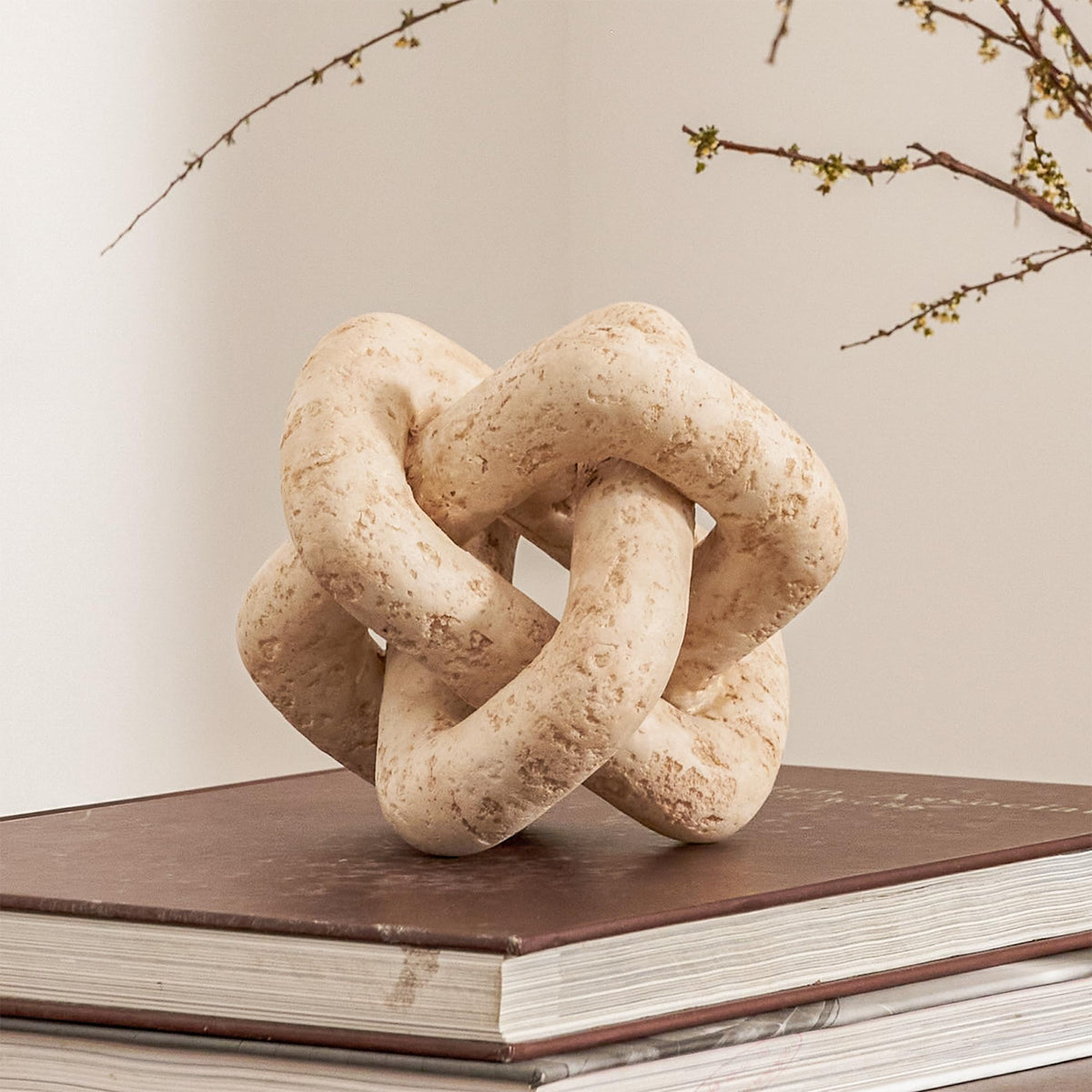 DN DECONATION 3 Link Knot Decor Beige Travertine Coffee - DN DECONATION Official Imagery - 1