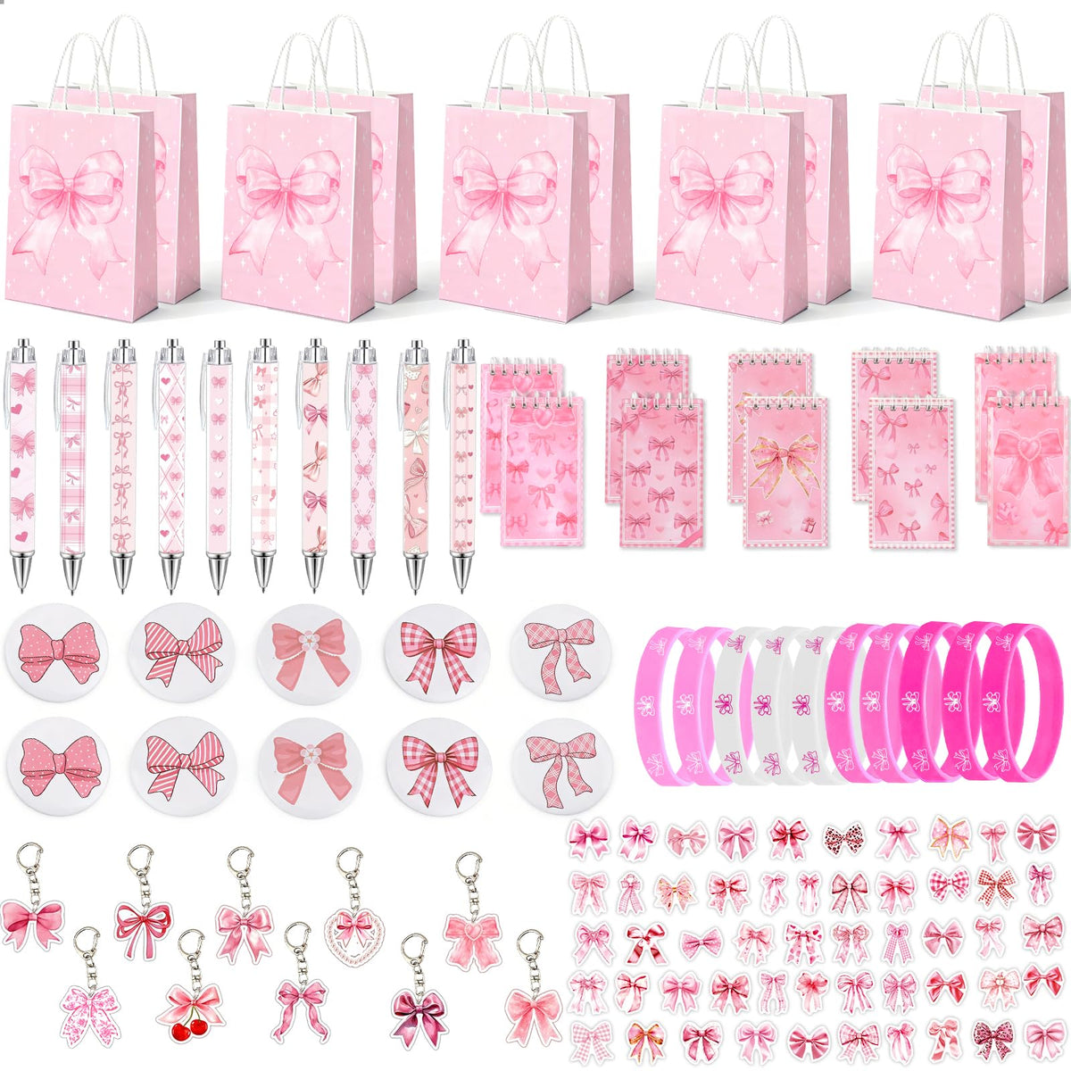 Pink Bow Party Favors for Girls 110pcs Coquette Bow Goodie - Perpetily Official Imagery - 1