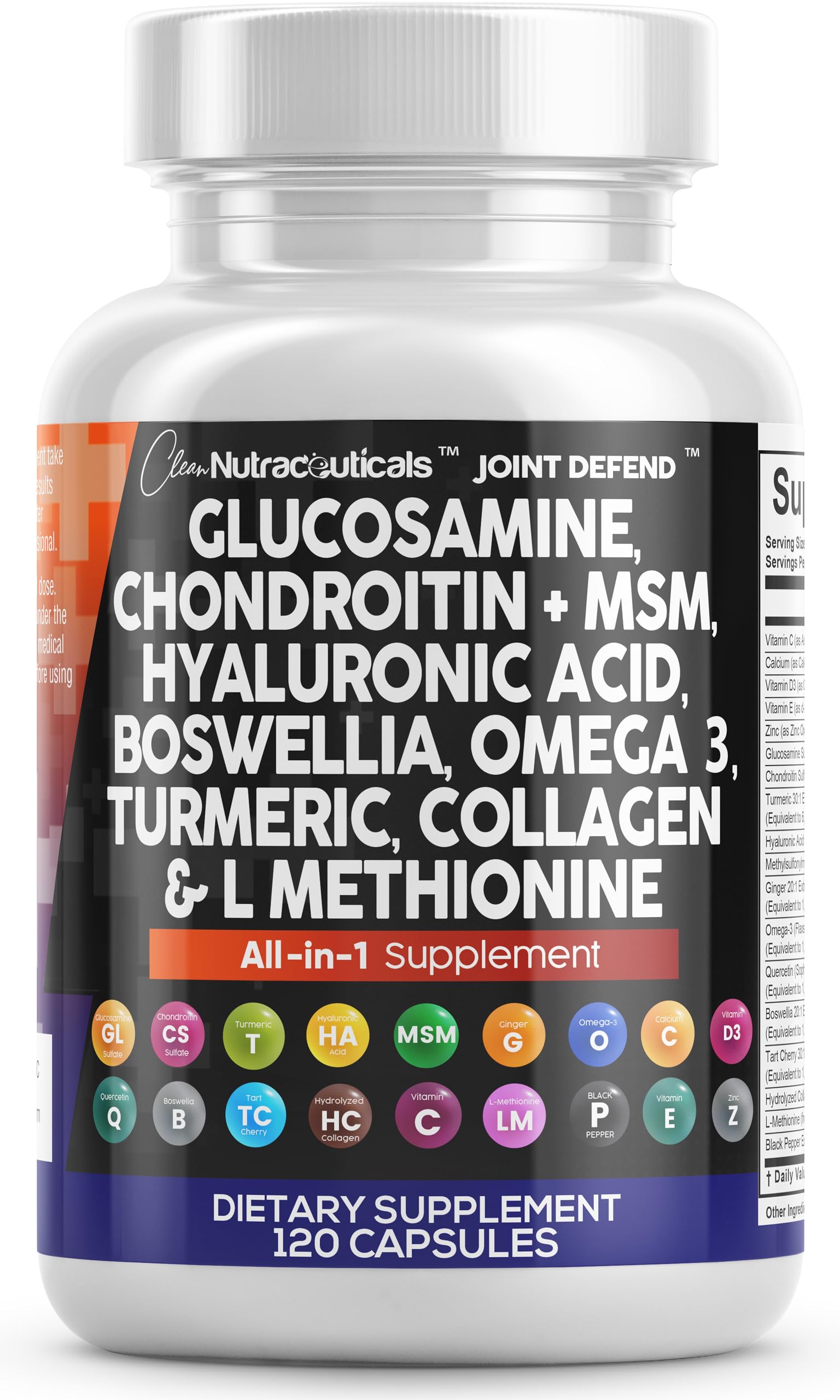 Clean Nutraceuticals Joint Defend nutritional supplement bottle with 120 capsules, designed to support joint health.