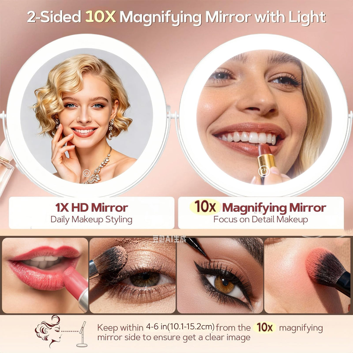 9 Magnifying Vanity Mirror with Light 10X 1X Makeup Mirror - DEXHOM Official Imagery - 4