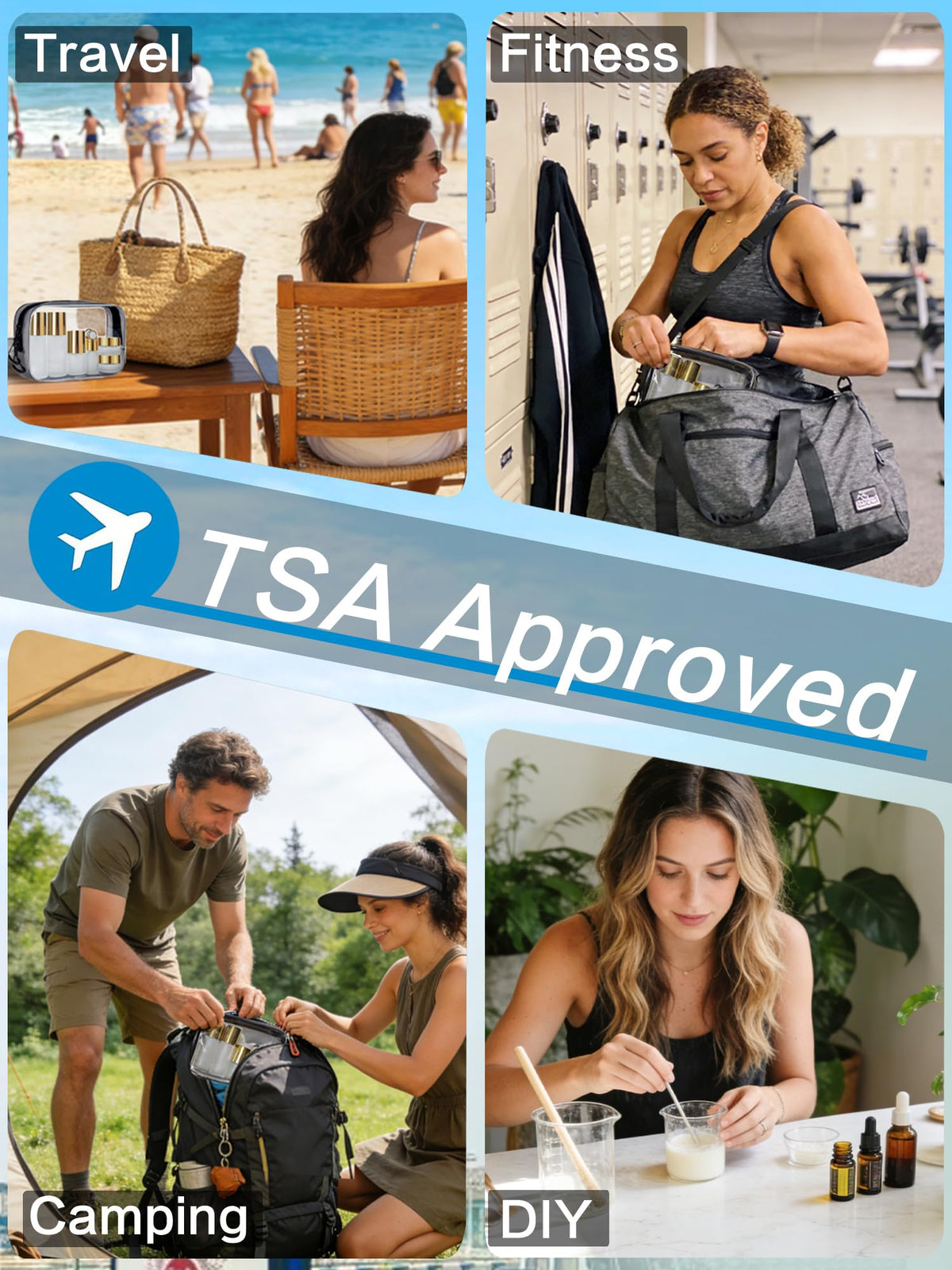 Glass Travel Bottles for Toiletries TSA Approved Leak Proof - Handmade Max Official Imagery - 6