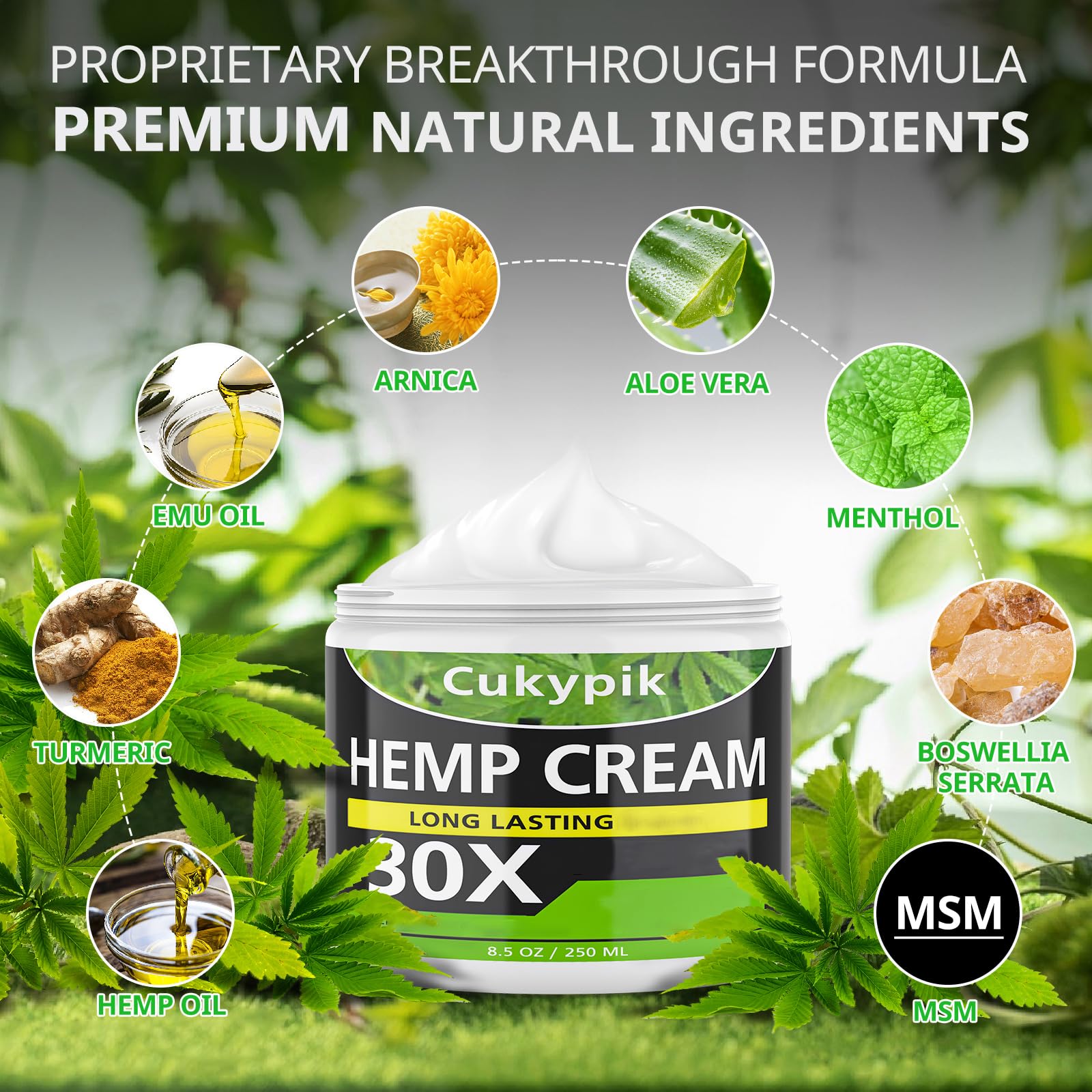 JUYIHEAL Hemp Cream 8.5oz Natural Soothing Relief Cream