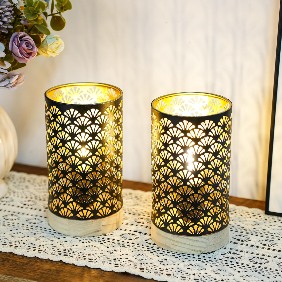 JHY DESIGN Set of 2 Metal Battery Powered Lamps 7 5 H Accent - JHY DESIGN Official Imagery - 6