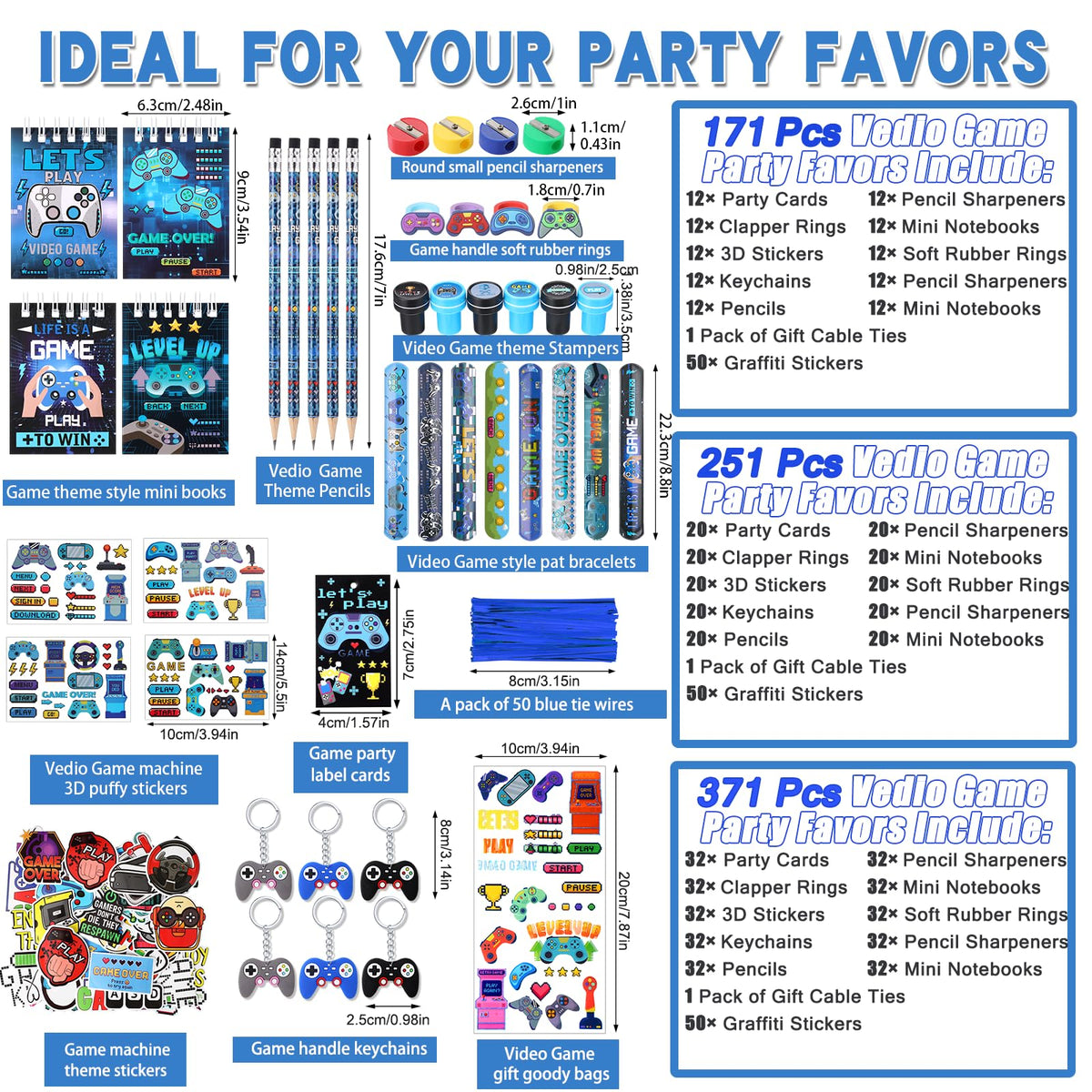 Sayglossy 251 Pcs Cool Video Game Party Favors Set Birthday - Sayglossy Official Imagery - 4
