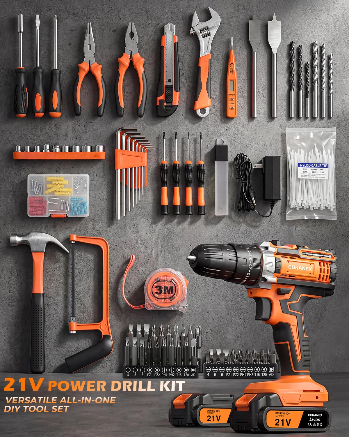 21V Cordless Drill Set with Toolbox - Coranex Official Imagery - 5