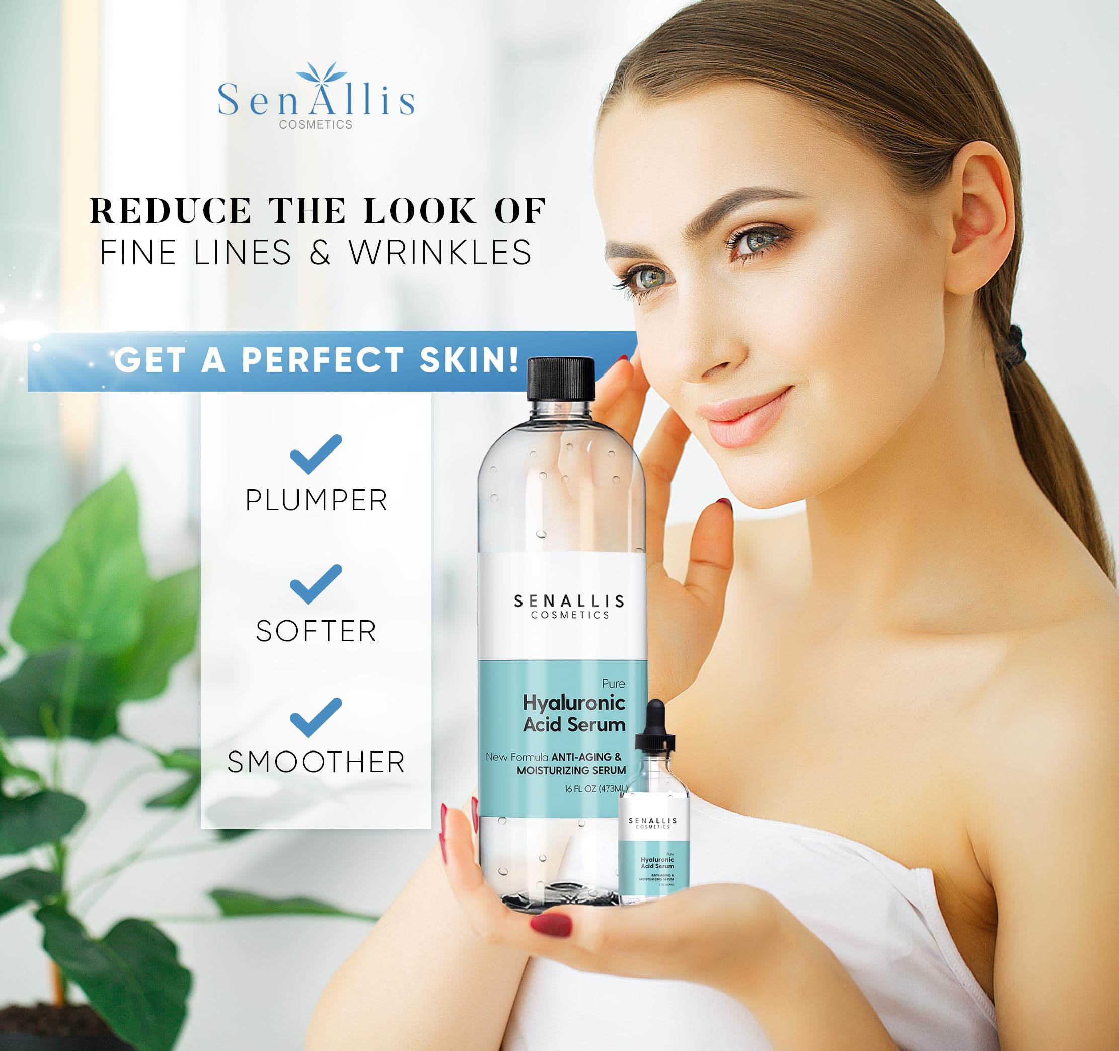 Hyaluronic Acid Serum 16 fl oz And 2 fl oz Made From Pure - SenAllis Cosmetics Official Imagery - 5