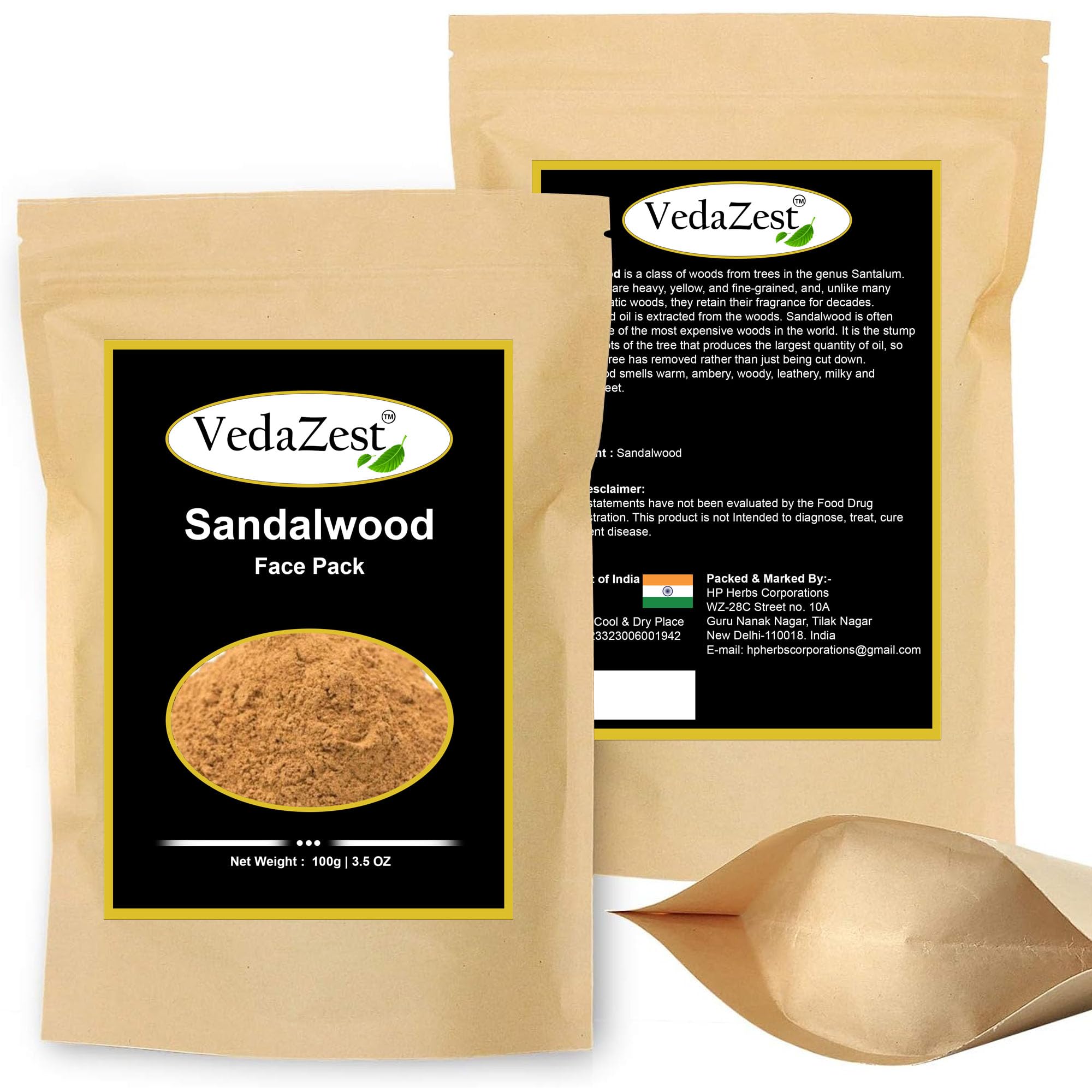 Sandalwood Face Pack for Men & Women - 100% Natural Pure - Product Imagery