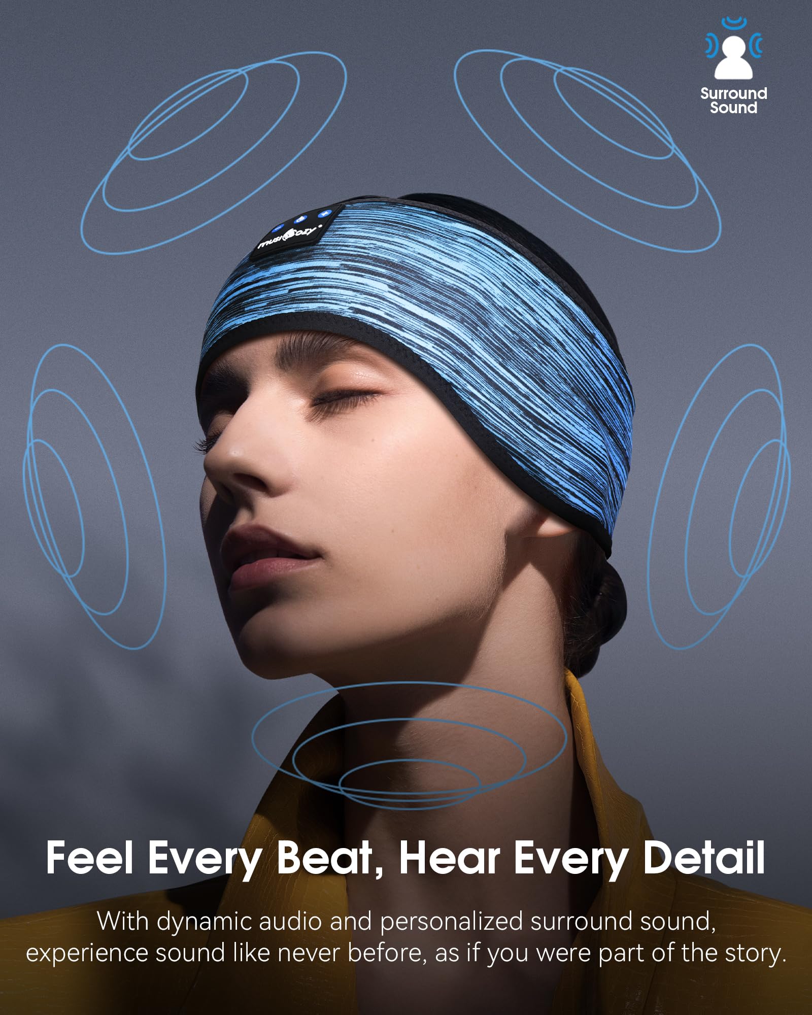 MUSICOZY Sleep Headphones Bluetooth Headband Headphones for Side - MUSICOZY Official Product View 4