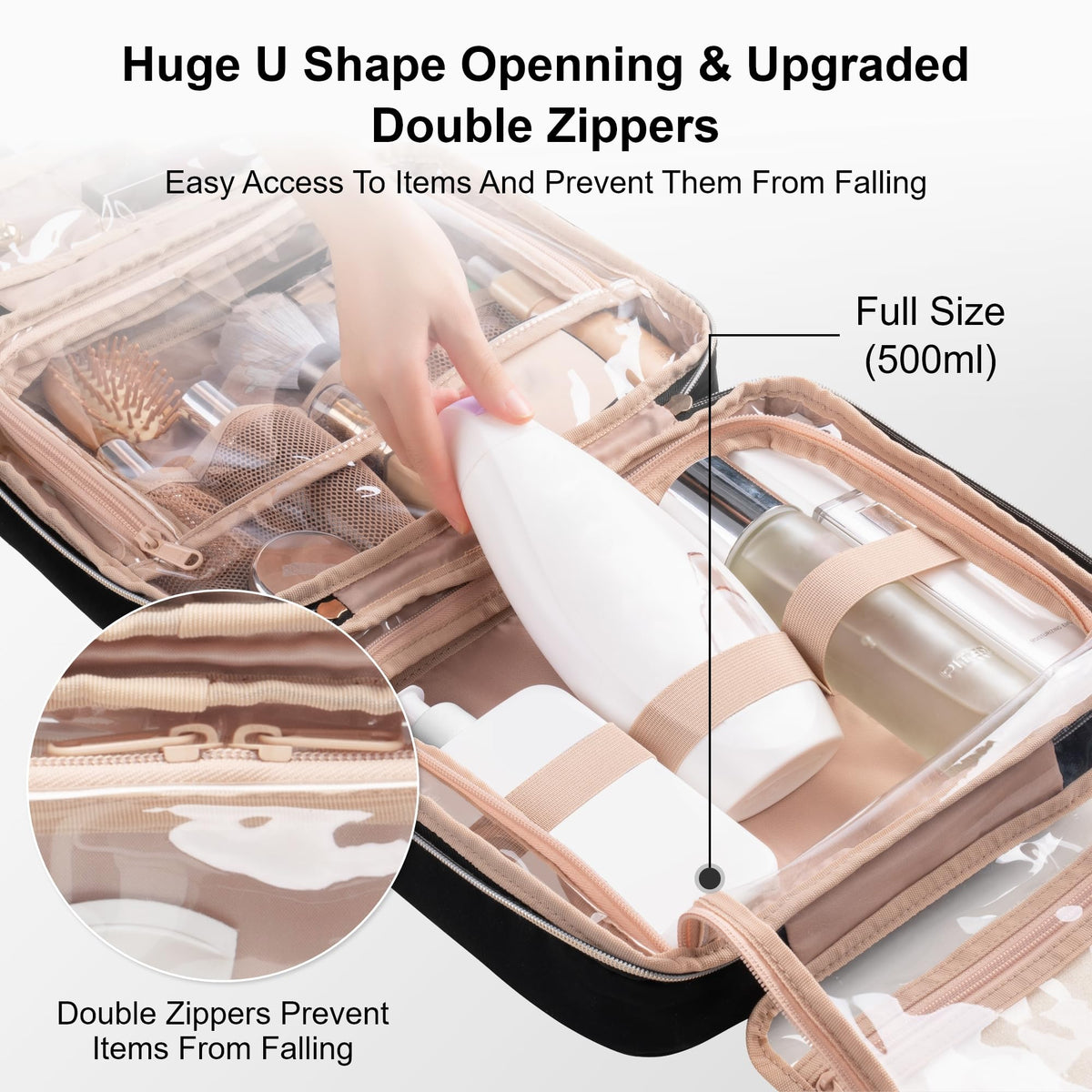 Everfun Travel Toiletry Bag with Hanging Hook and Leakproof - Everfun Official Imagery - 7