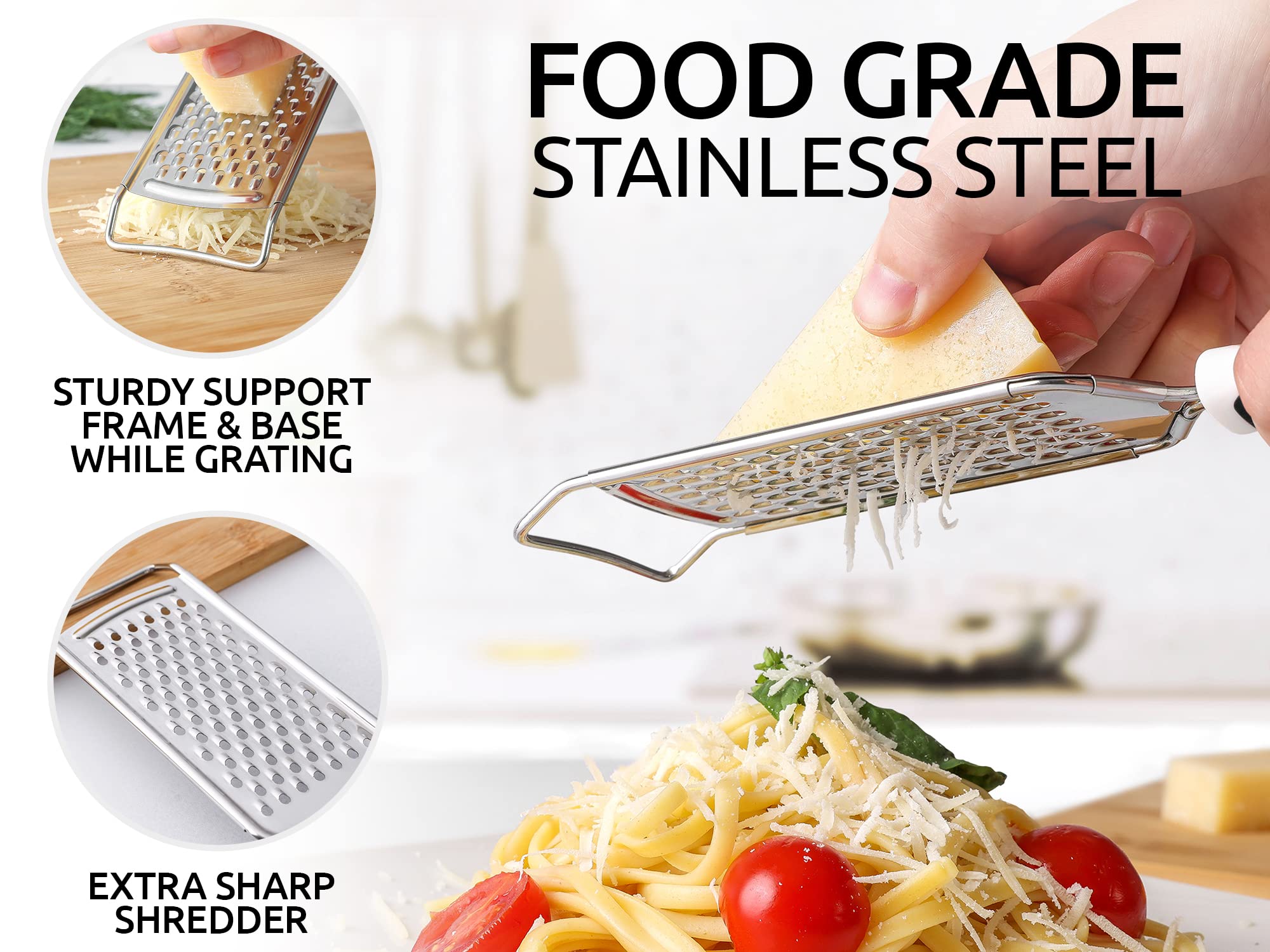 Zulay Kitchen Professional Cheese Grater Stainless Steel - Durabl by Zulay Kitchen - Angle View 3