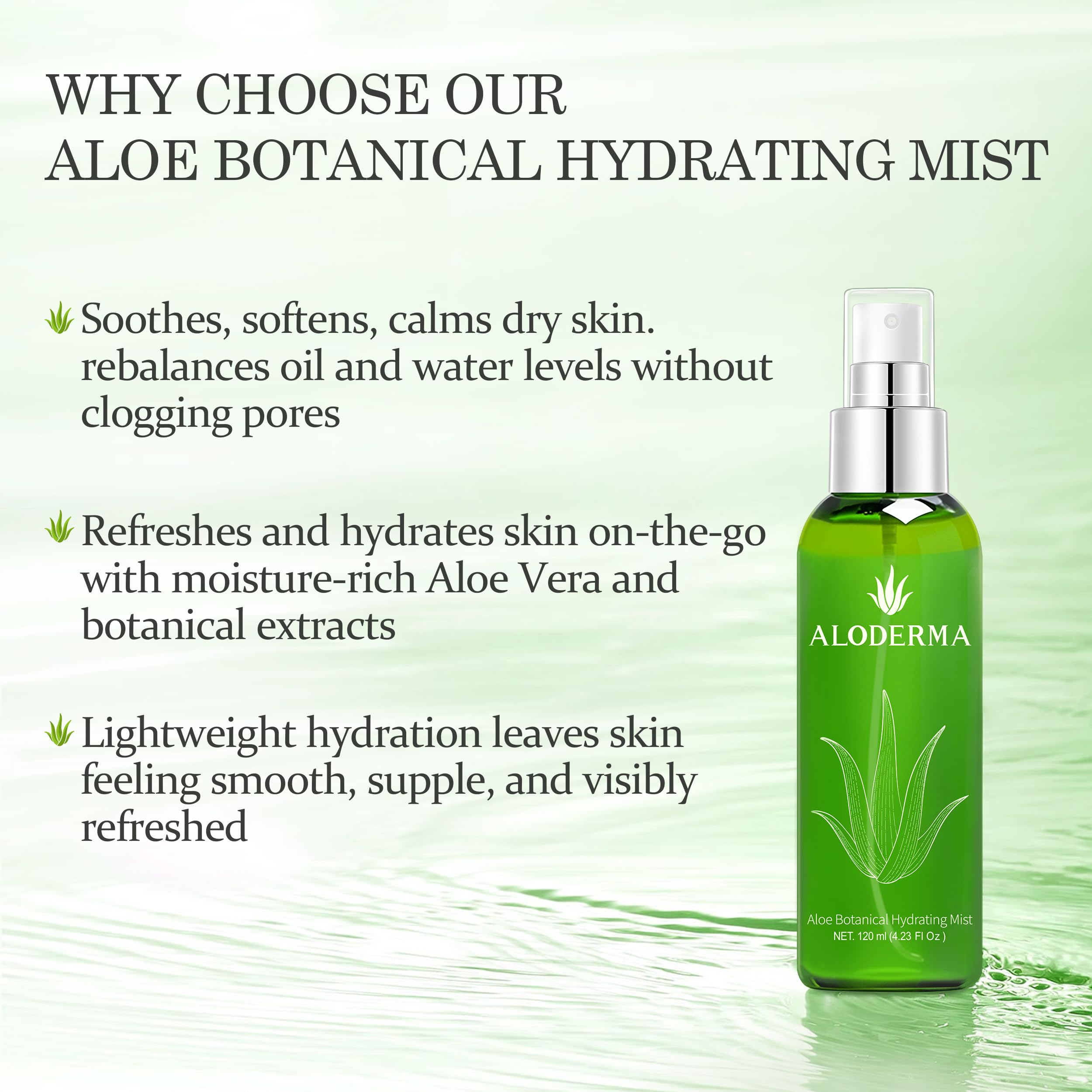 Aloderma Refreshing Hydrating Face Mist with Organic Aloe Vera, - Aloderma