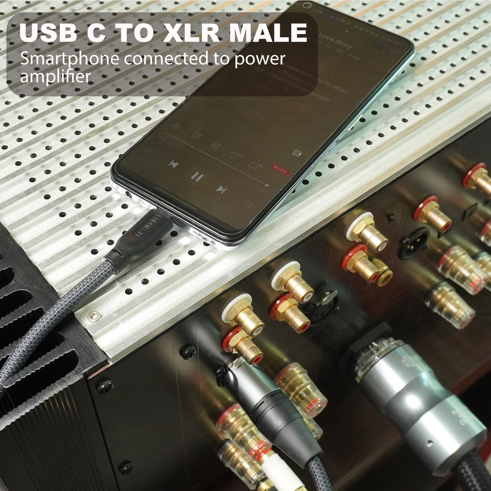HUALEU 24Bit/96Khz USB c to XLR Male Audio Cable,USB C Smartphone by HUALEU - Angle View 5
