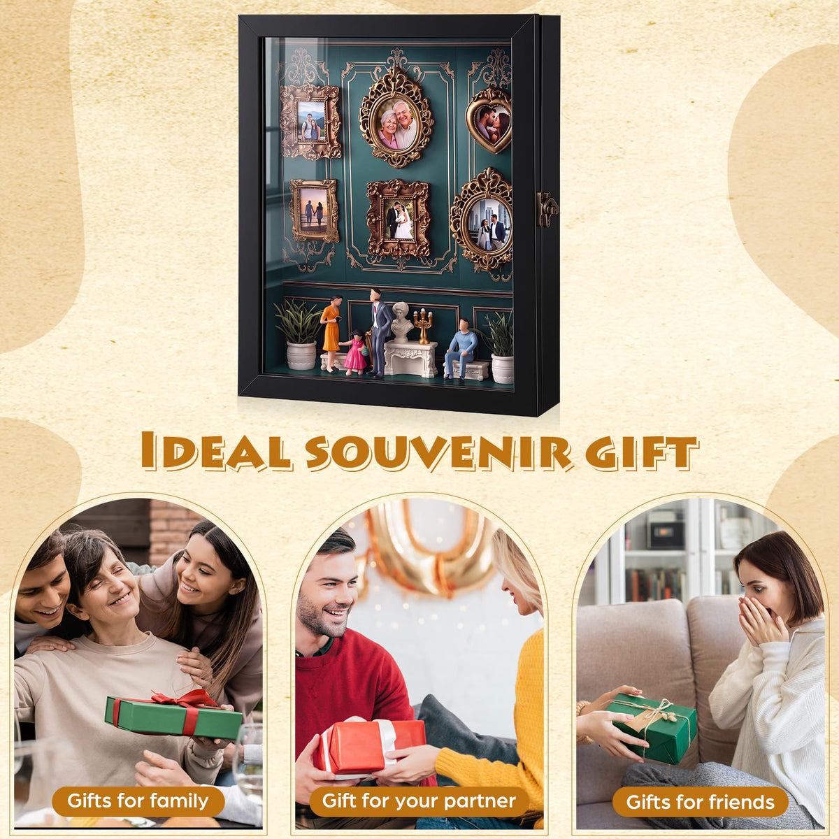 Qunclay 8 X10 Anniversary Shadow Box Display Case with 8 - Qunclay Official Imagery - 7